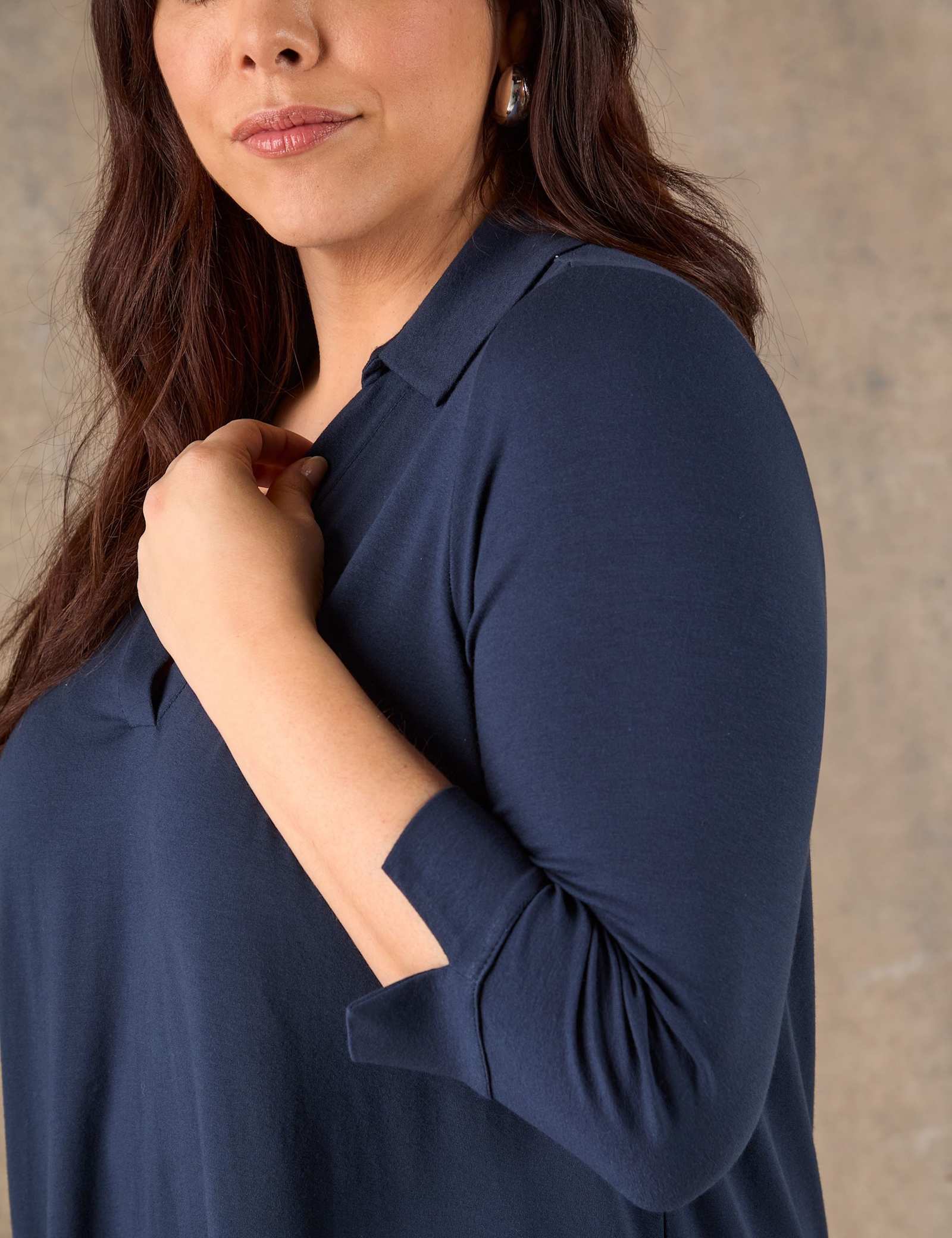 Jersey Polo Collar Blouse - image 5