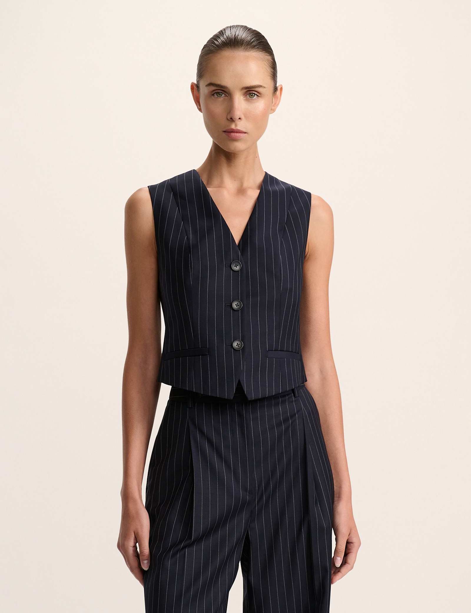 Wool Blend Striped Waistcoat - image 1