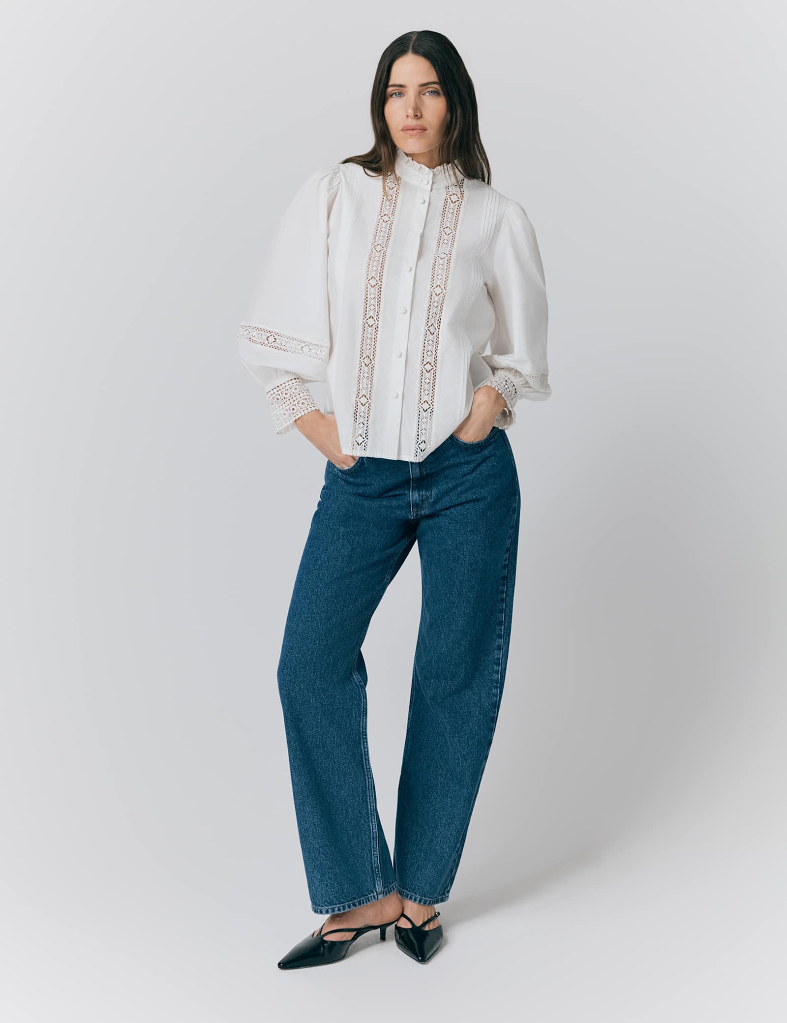 Pure Cotton Lace Insert Blouse - image 4