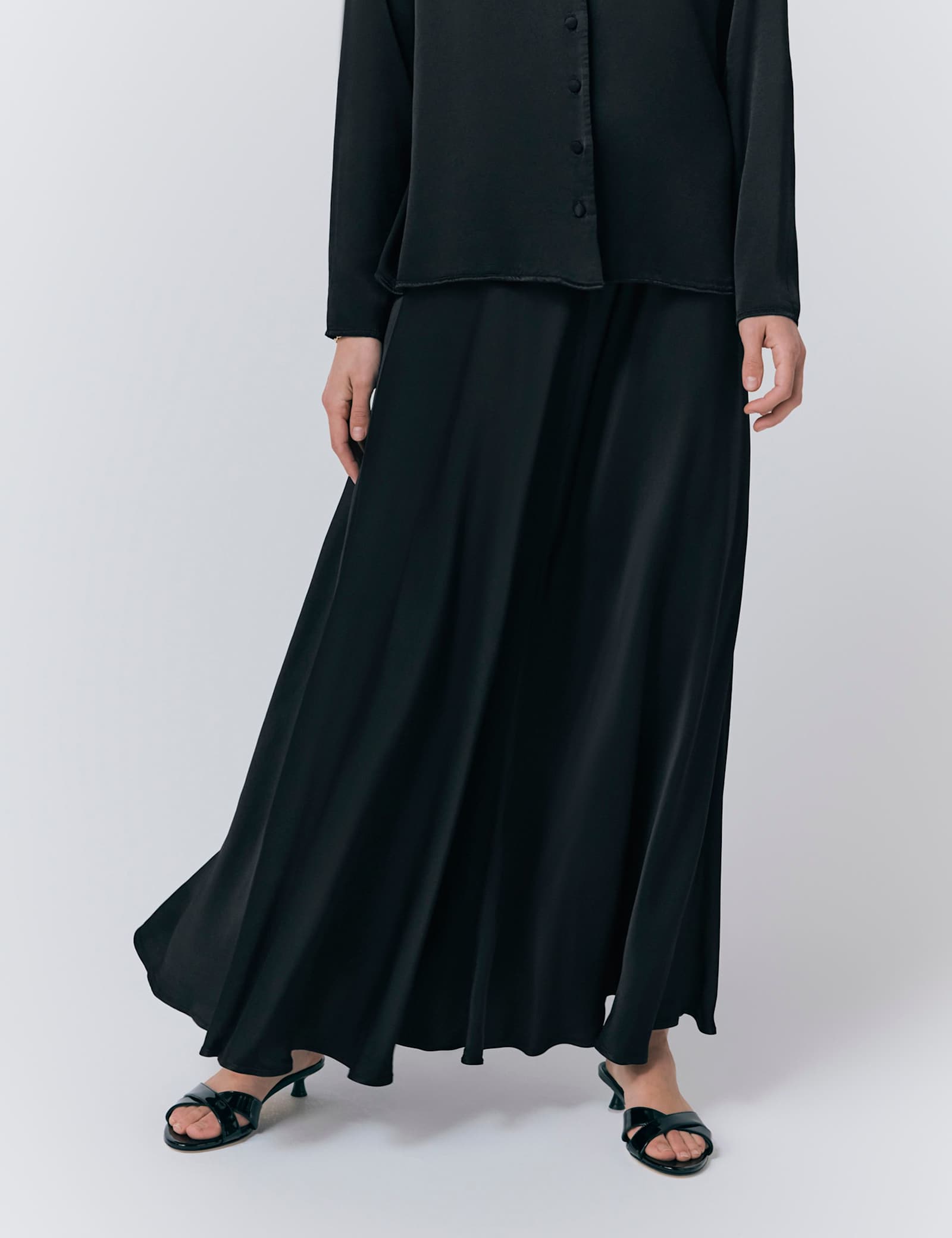 Satin Maxi Slip Skirt - image 1