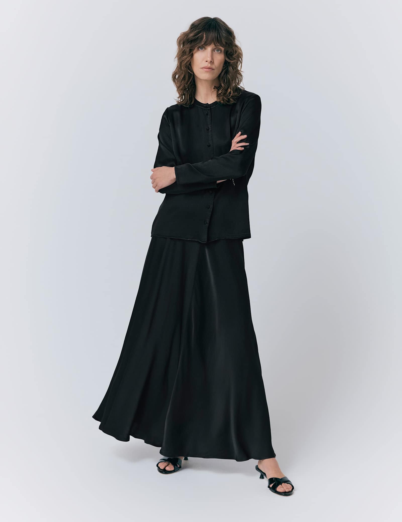 Satin Maxi Slip Skirt - image 3