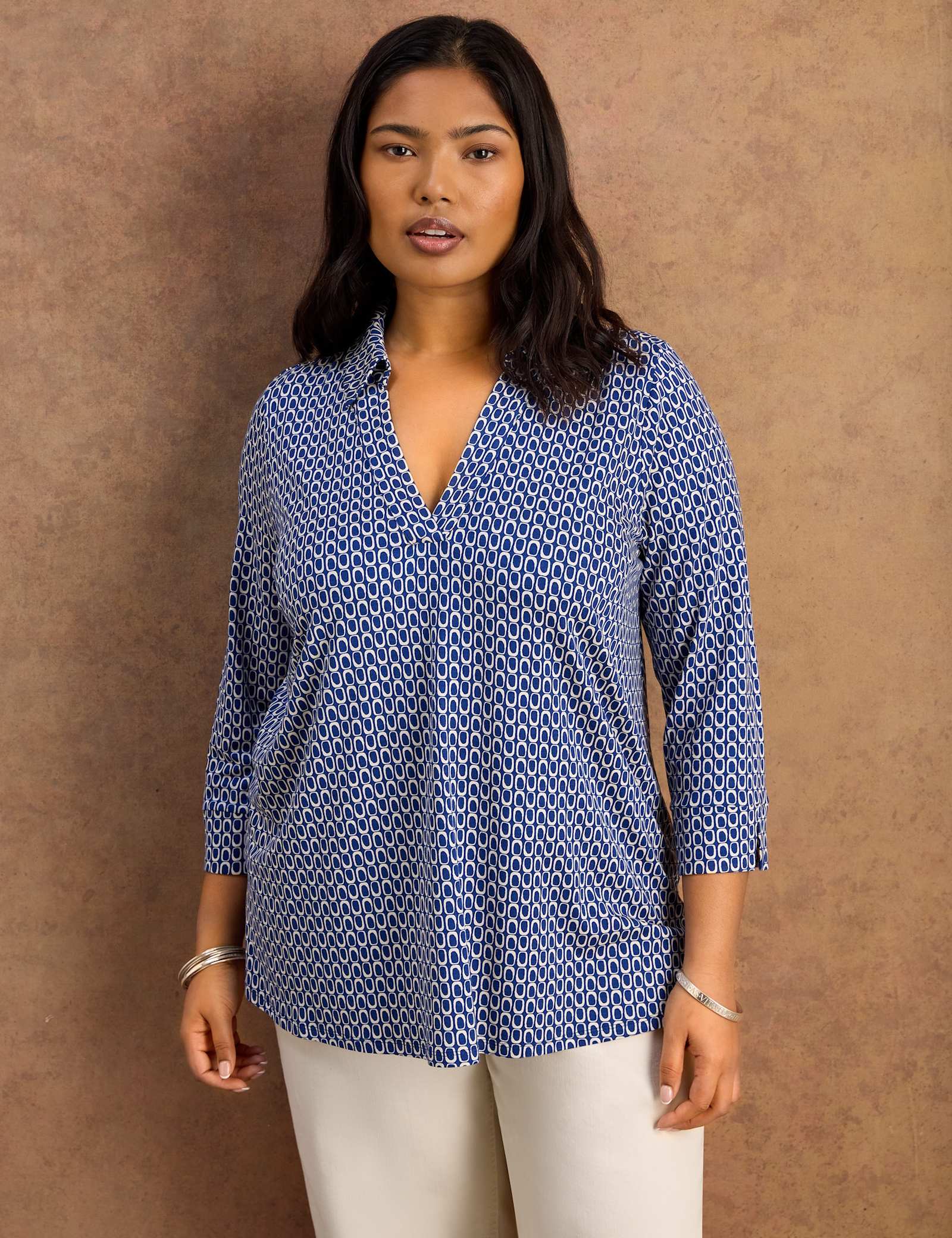Geometric Polo Blouse - image 1