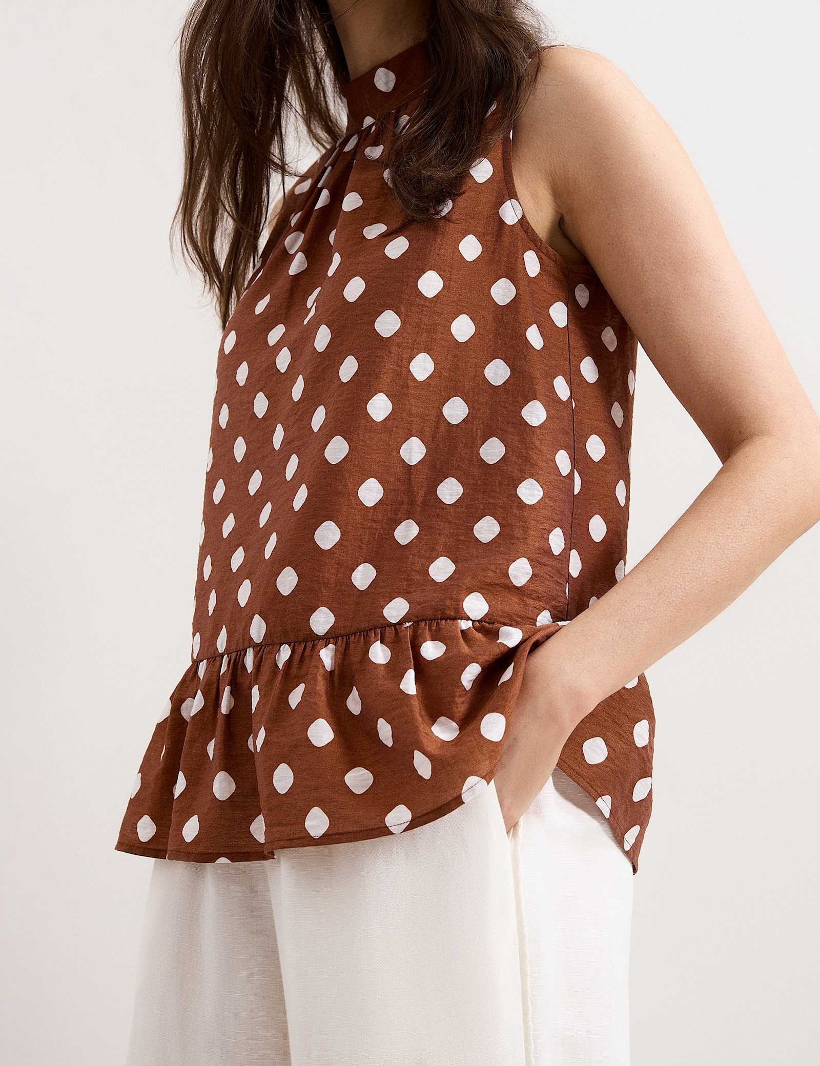 Polka Dot High Neck Blouse - image 4