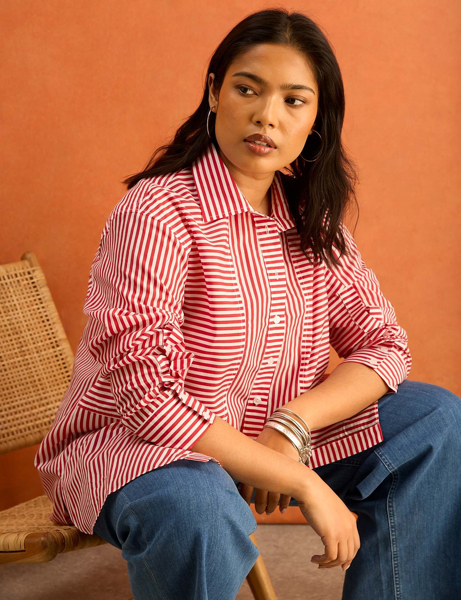 Lyocell Rich Striped Button Through Shirt - image 3