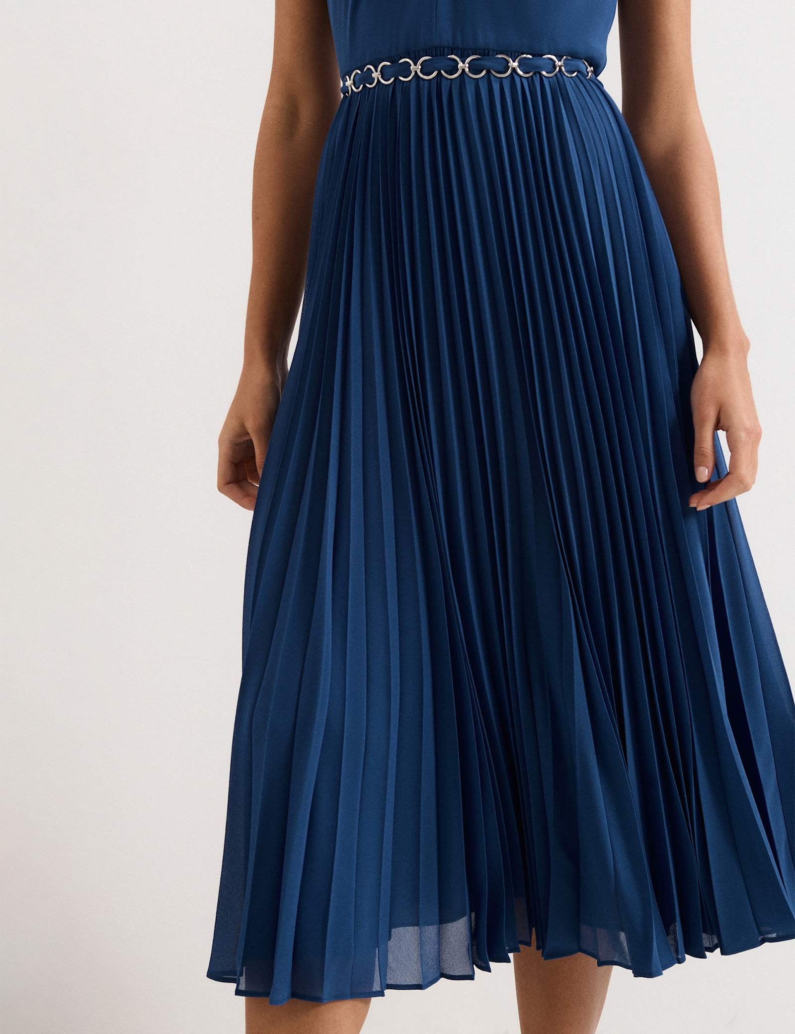 Halter Neck Pleated Midi Skater Dress - image 3