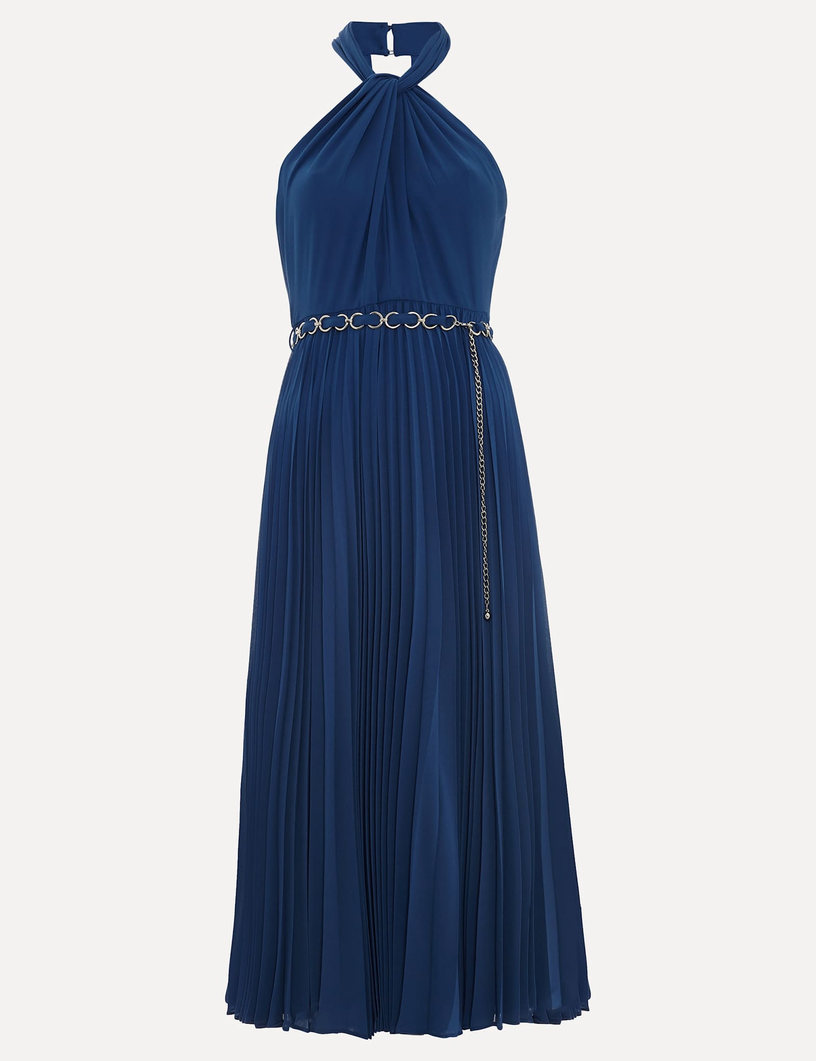 Halter Neck Pleated Midi Skater Dress - image 1