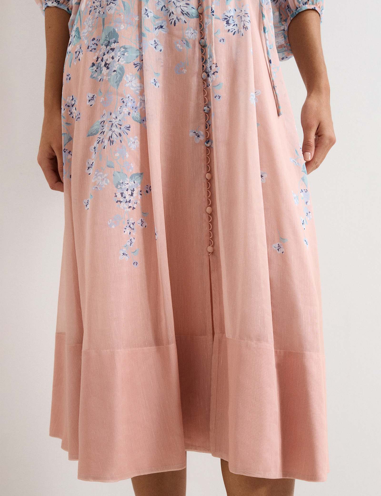 Linen Blend Floral Midi Skater Dress - image 3