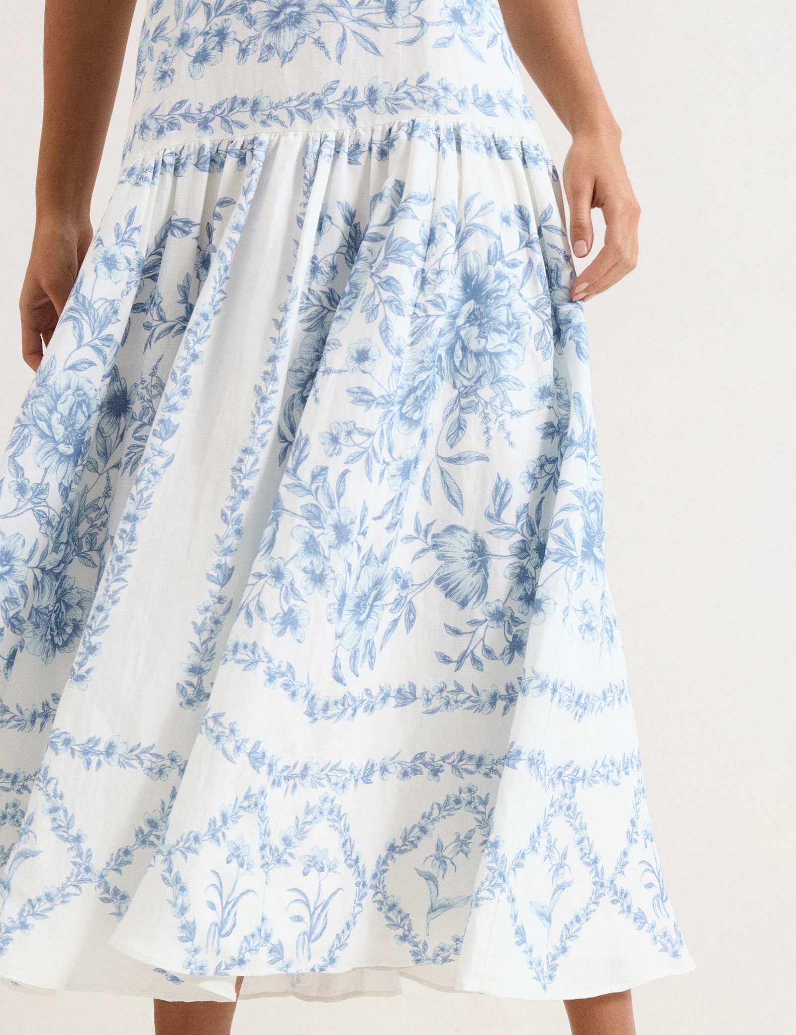 Linen Rich Floral Midaxi Waisted Dress - image 3