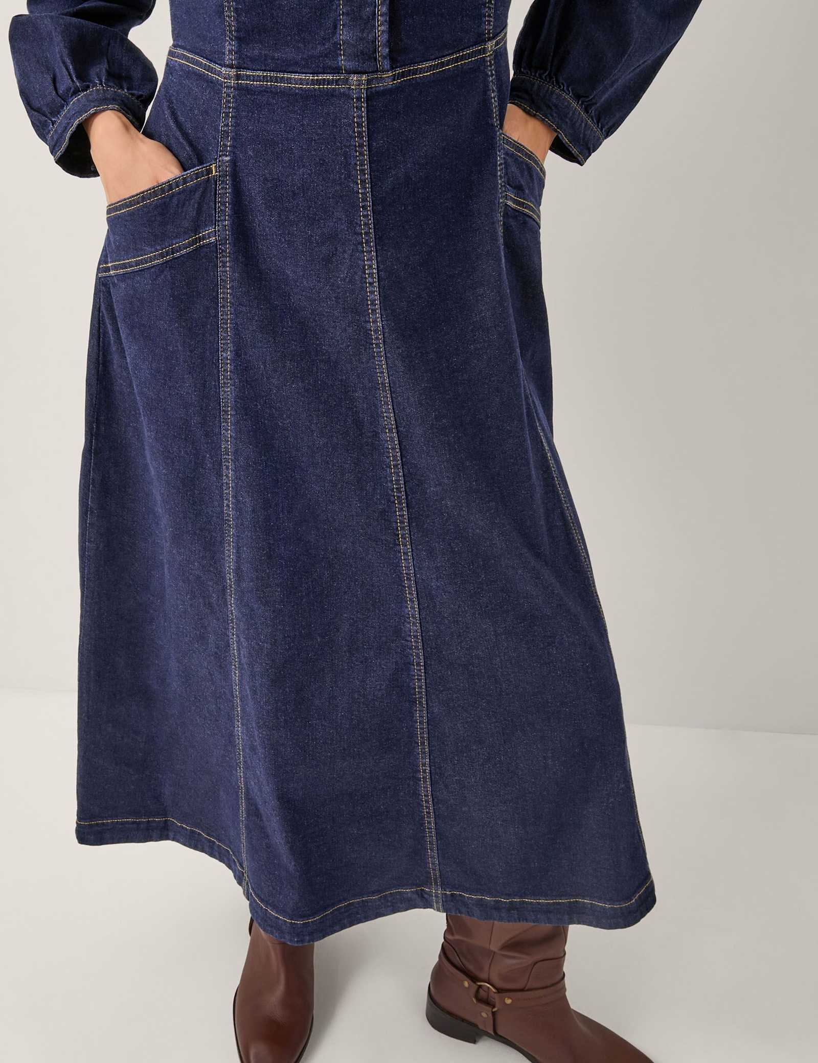 Cotton Rich Denim Midi Waisted Dress - image 4