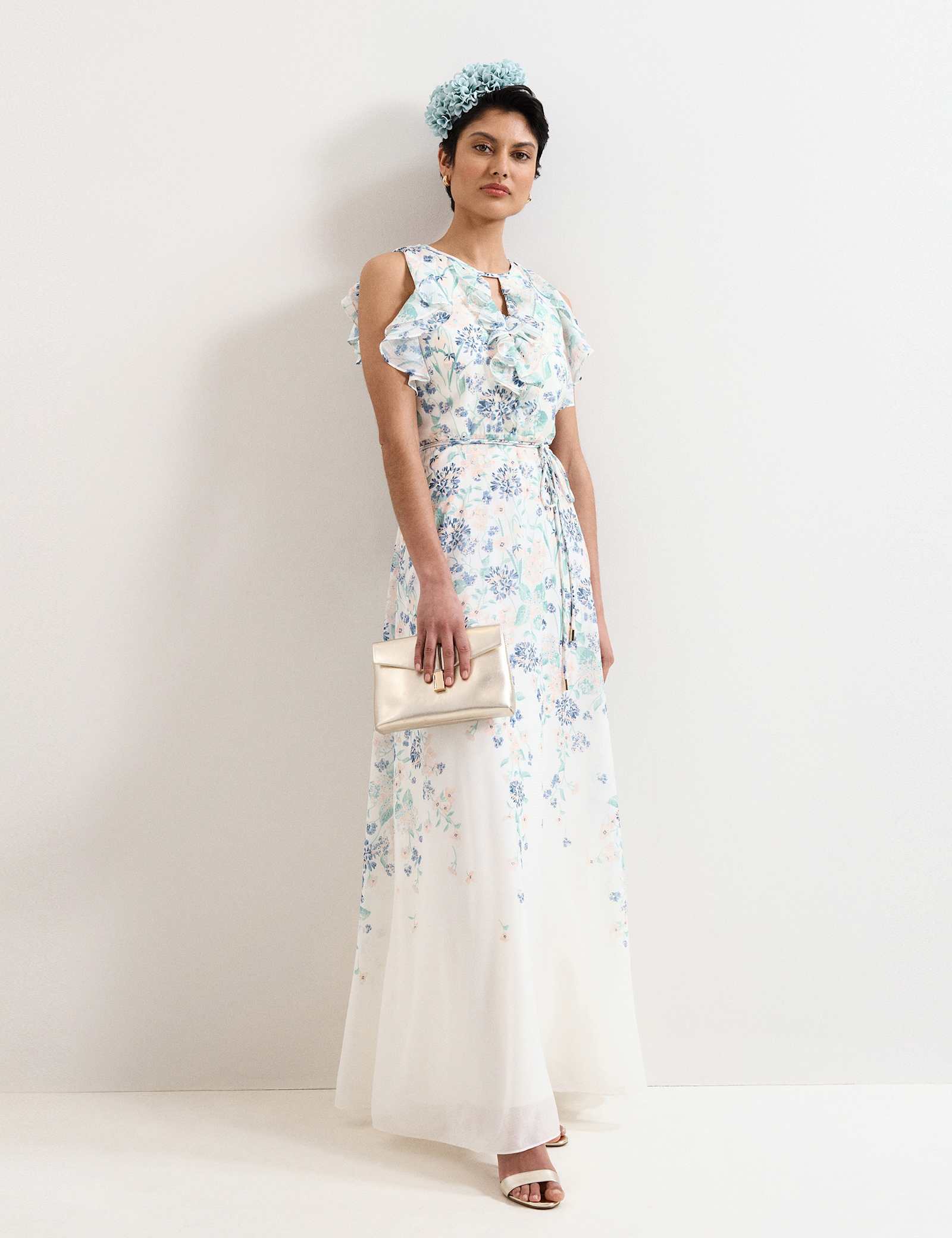 Floral Ruffle Belted Maxi Waisted Dress - image 2