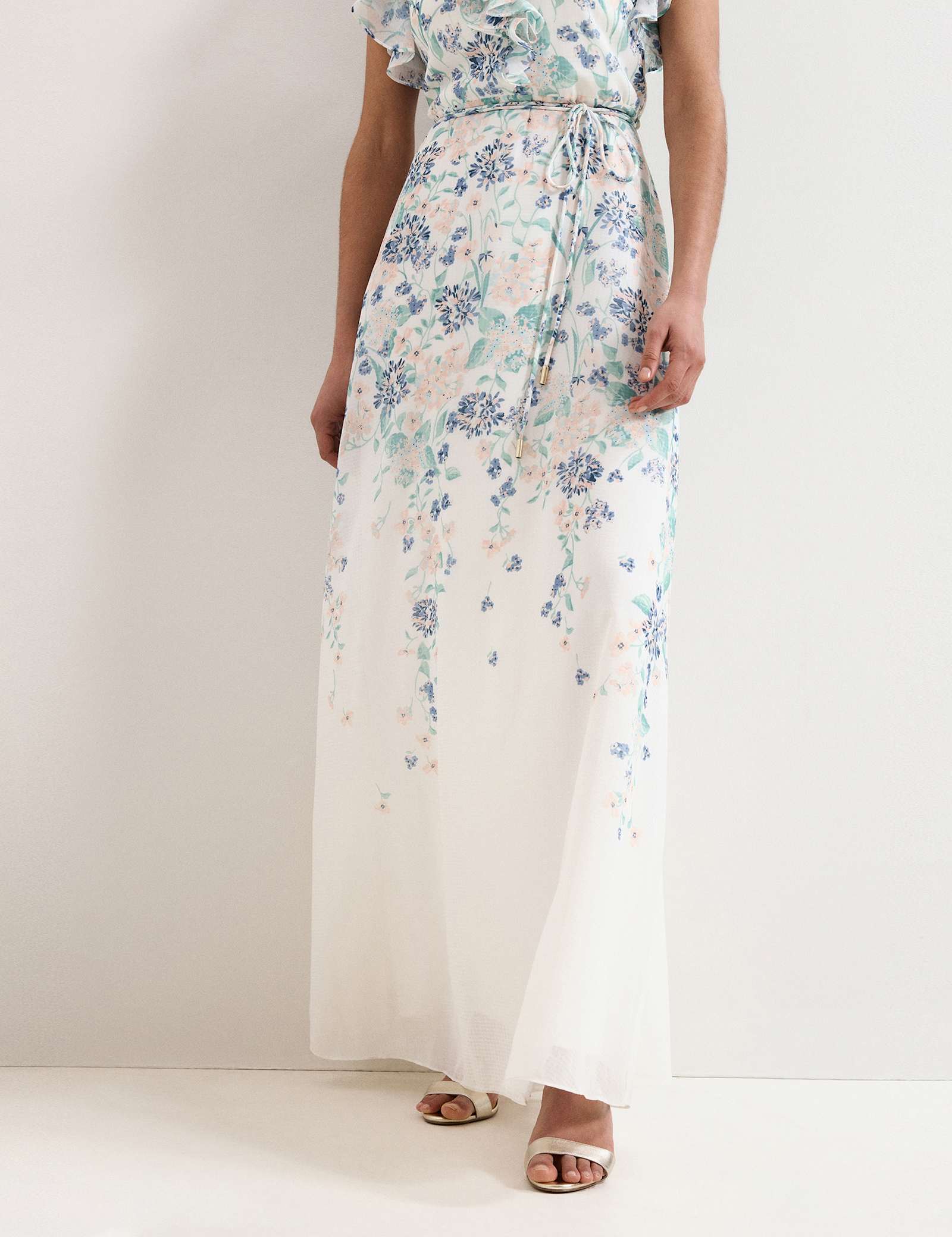 Floral Ruffle Belted Maxi Waisted Dress - image 3
