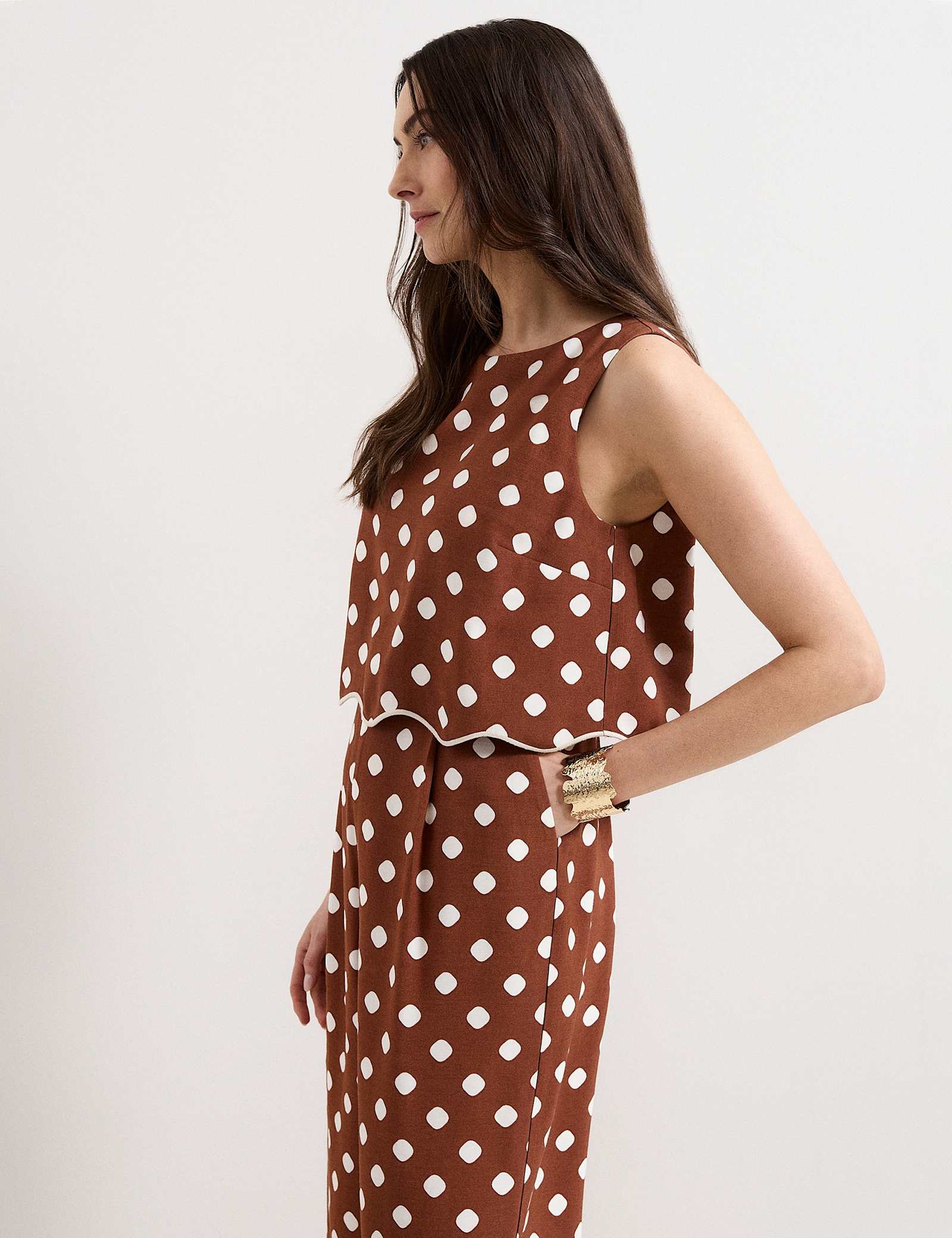 Polka Dot Cropped Jumpsuit - image 4