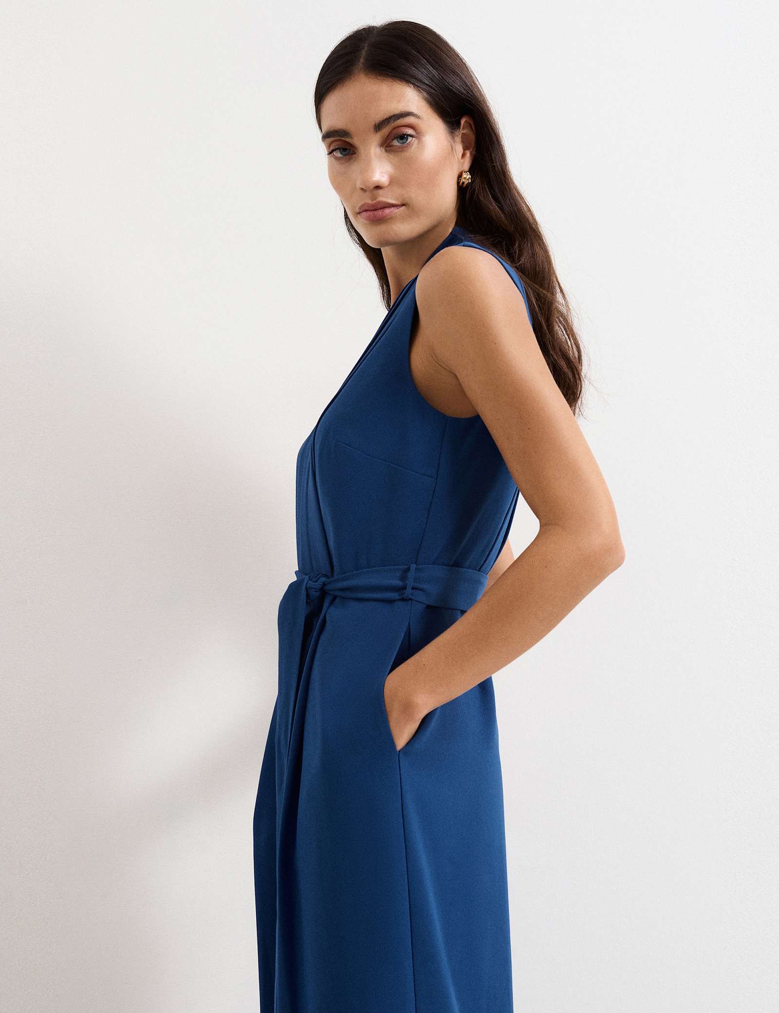 V-Neck Belted Sleeveless Jumpsuit - image 4
