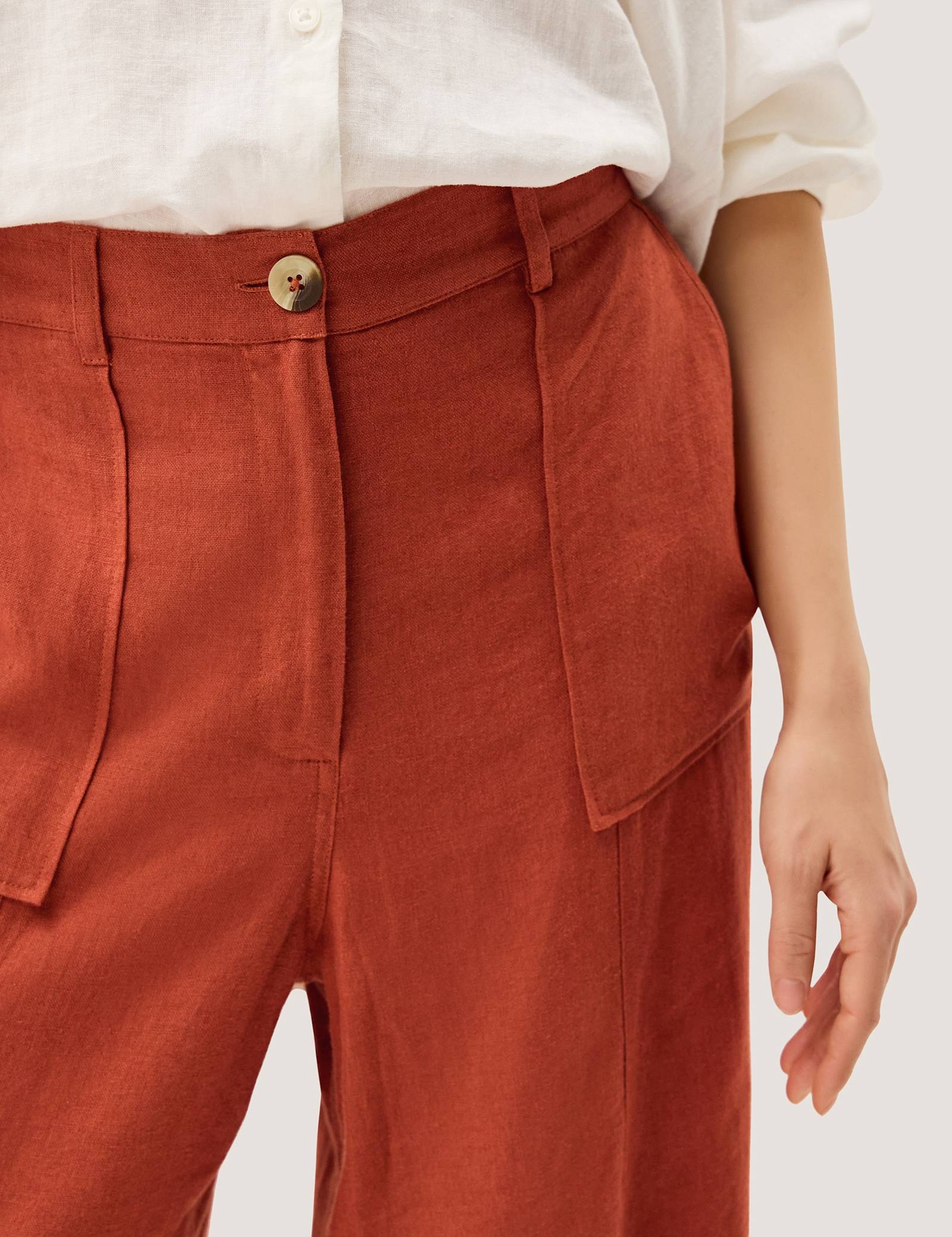Linen Blend Straight Leg Trousers - image 5