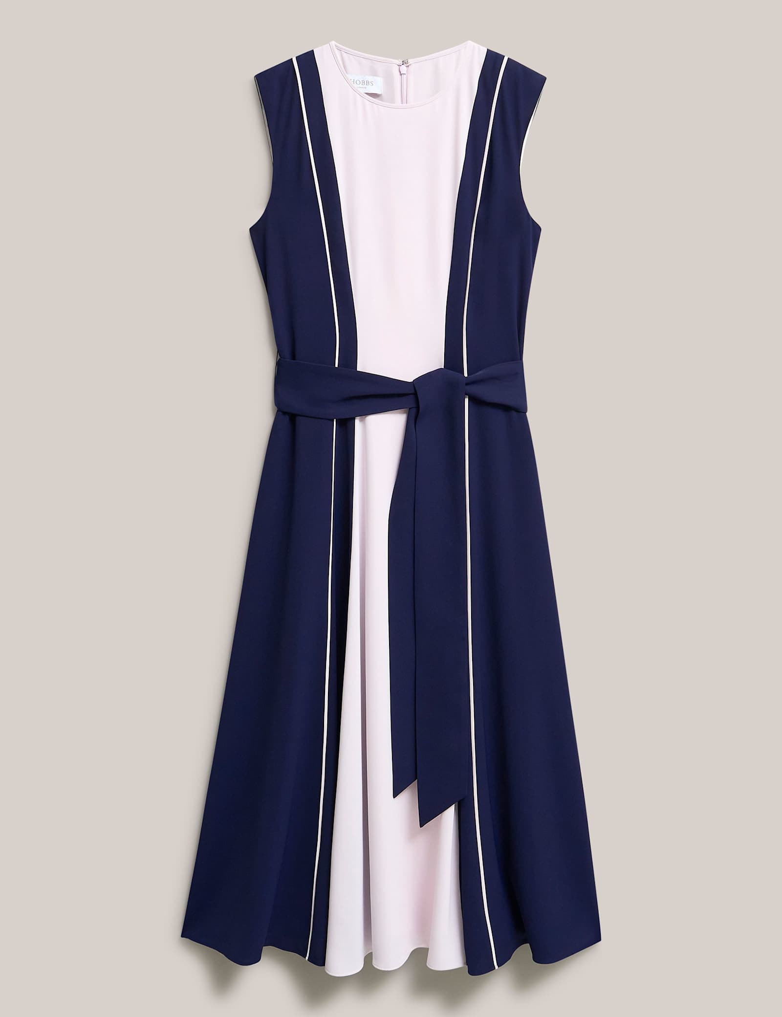 Colour Block Belted Midi Skater Dress - image 1
