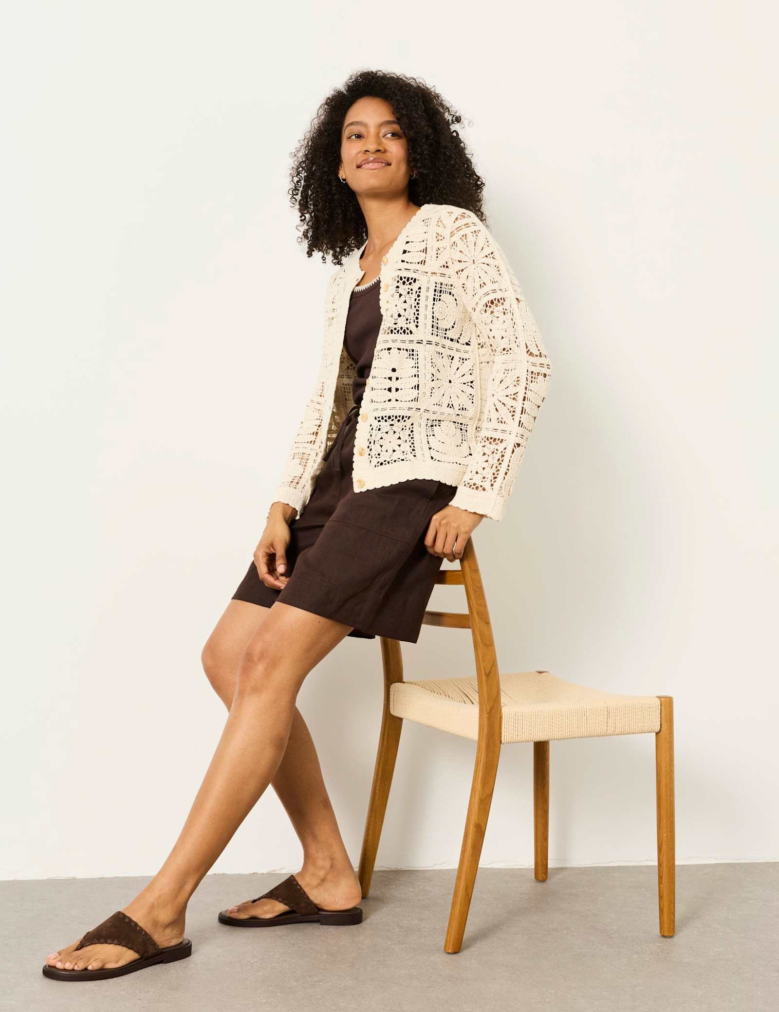 Pure Cotton Broderie Crew Neck Cardigan - image 4