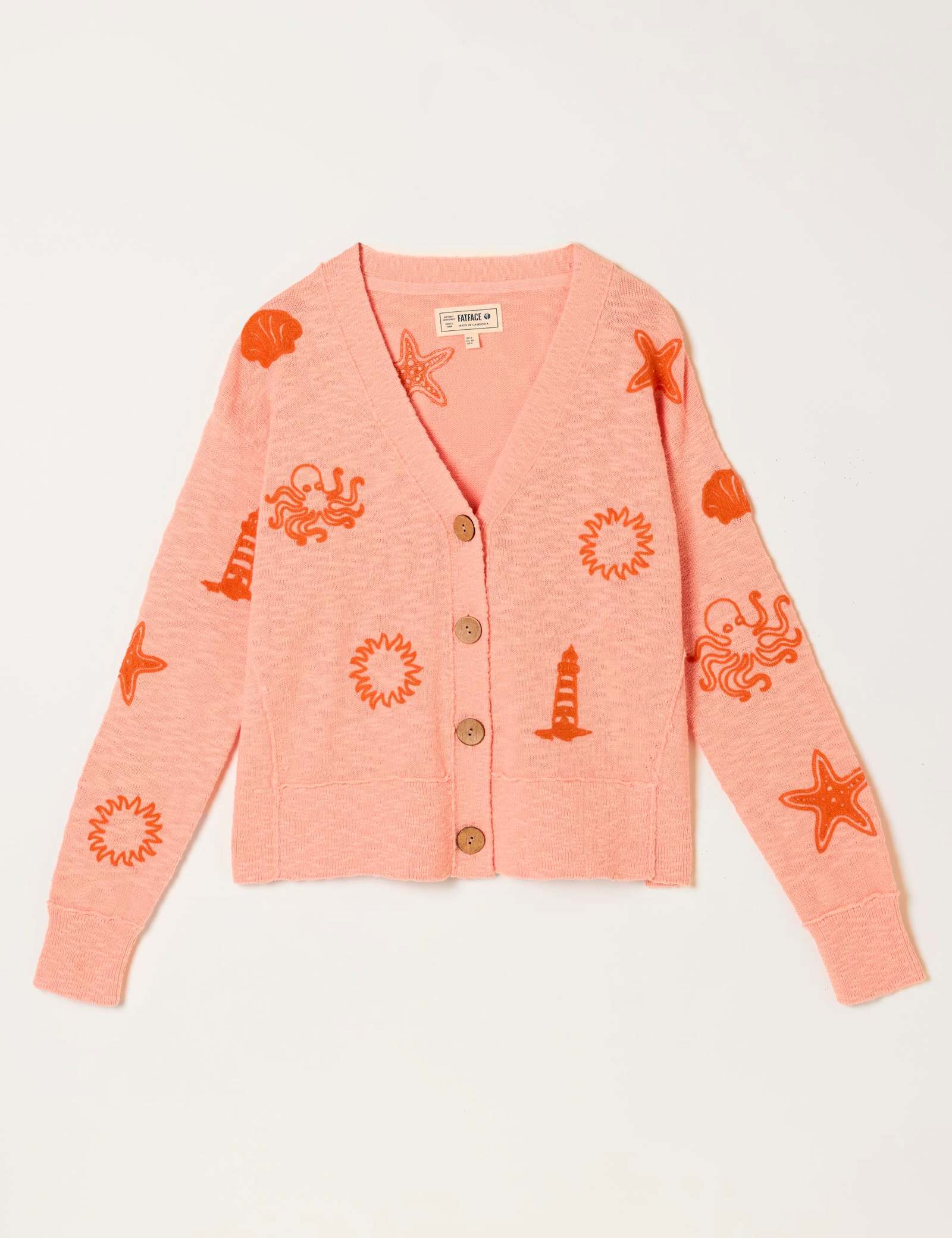 Pure Cotton Embroidered V-Neck Cardigan - image 1
