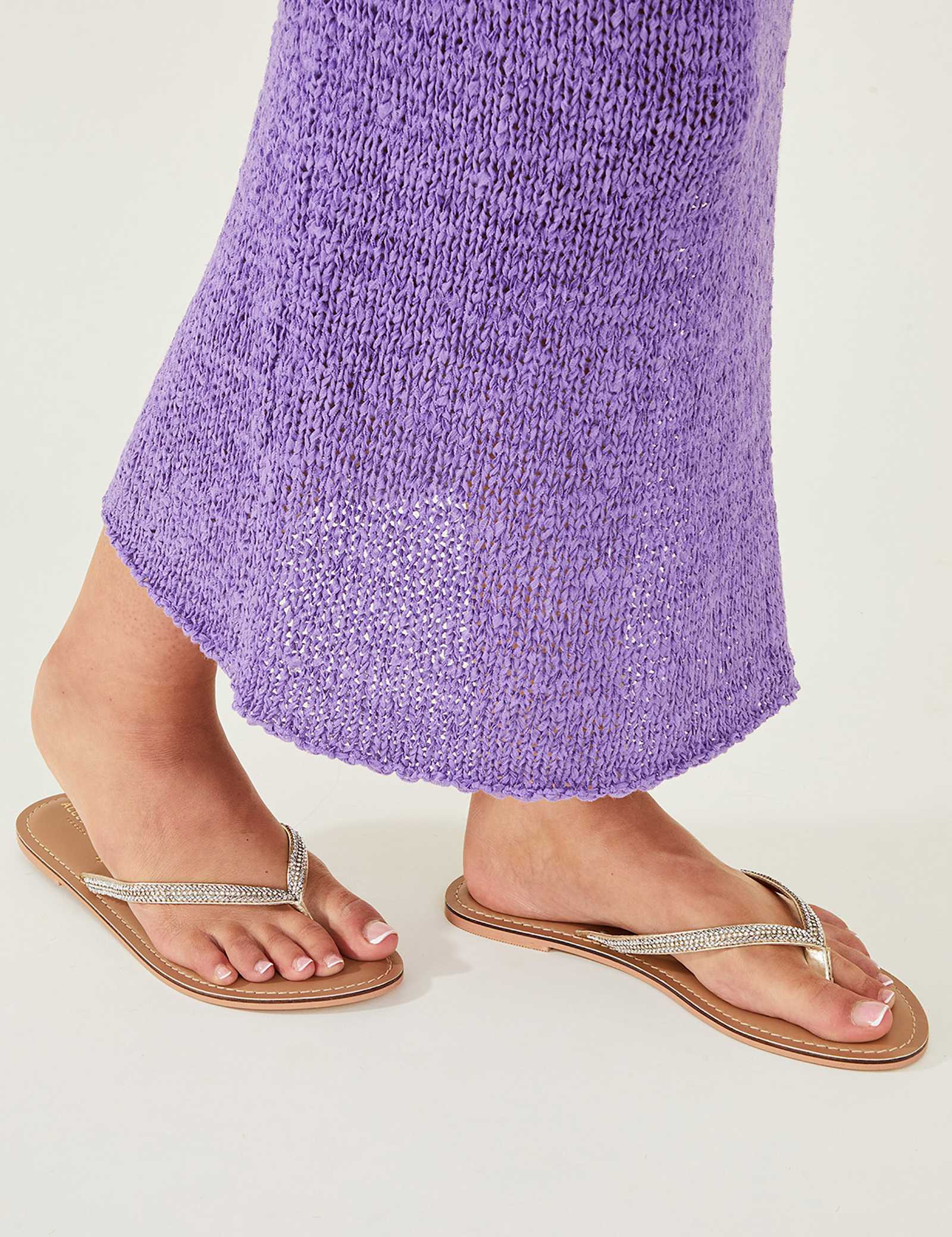 Metallic Embellished Flat Flip Flops - image 2