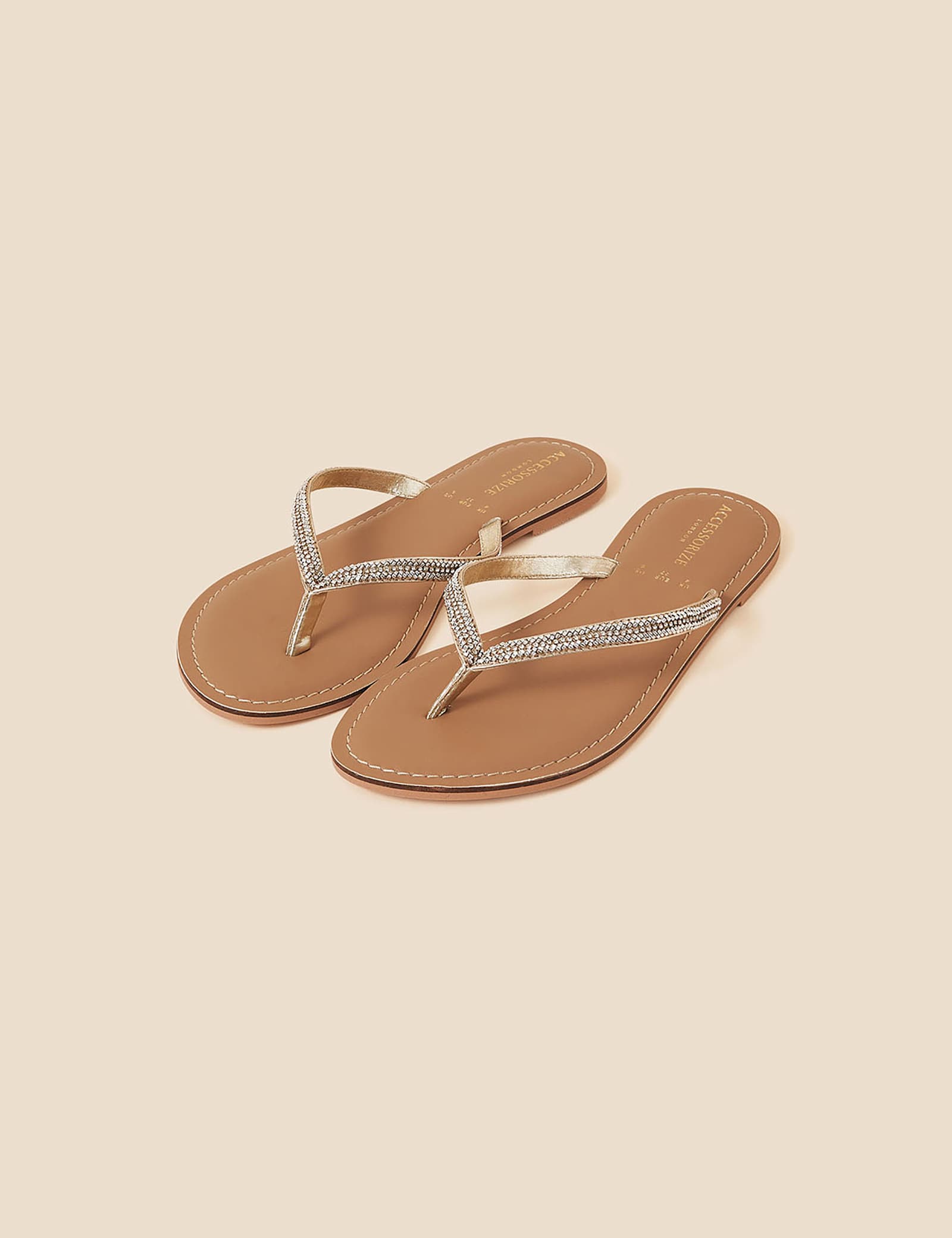 Metallic Embellished Flat Flip Flops - image 3