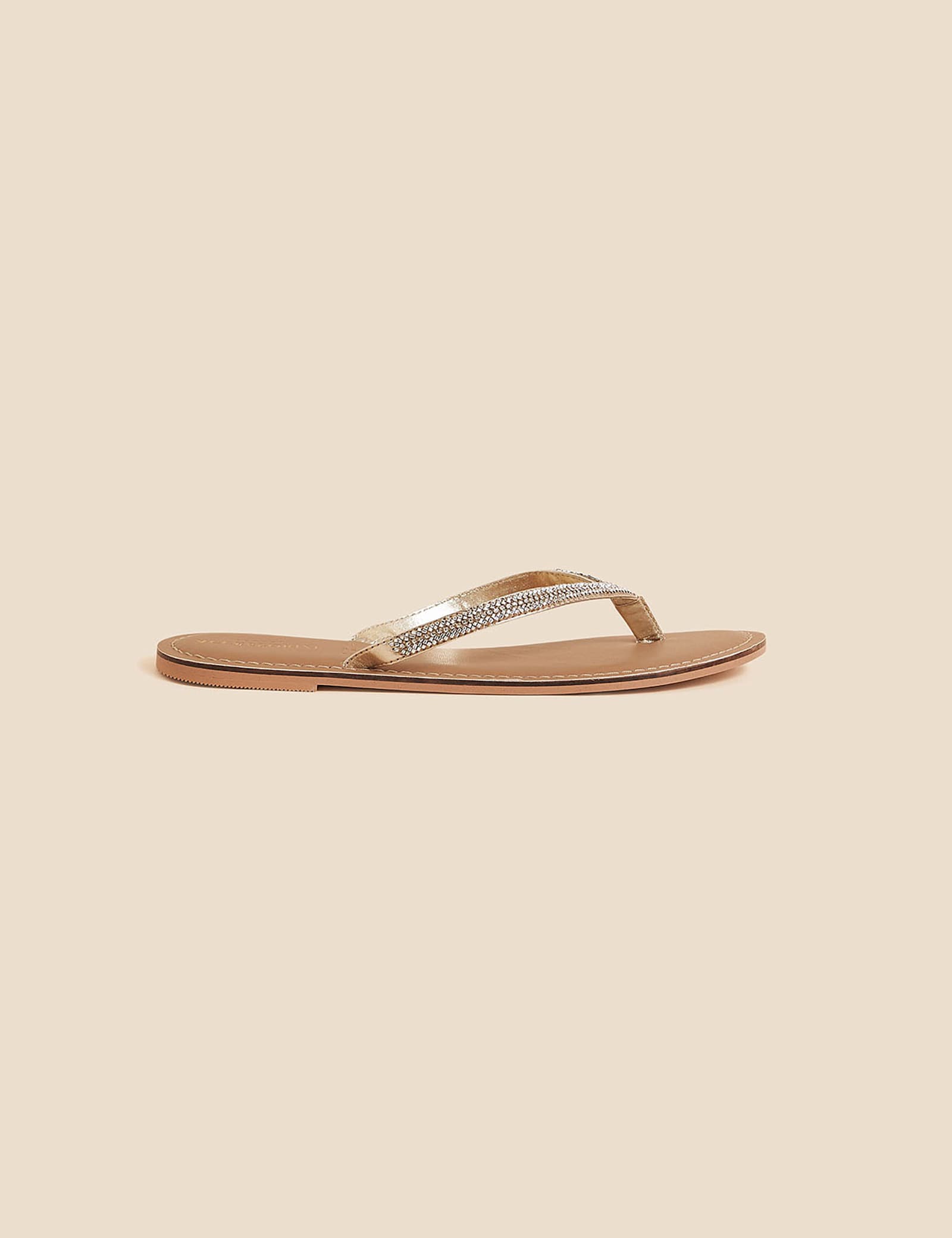 Metallic Embellished Flat Flip Flops - image 1