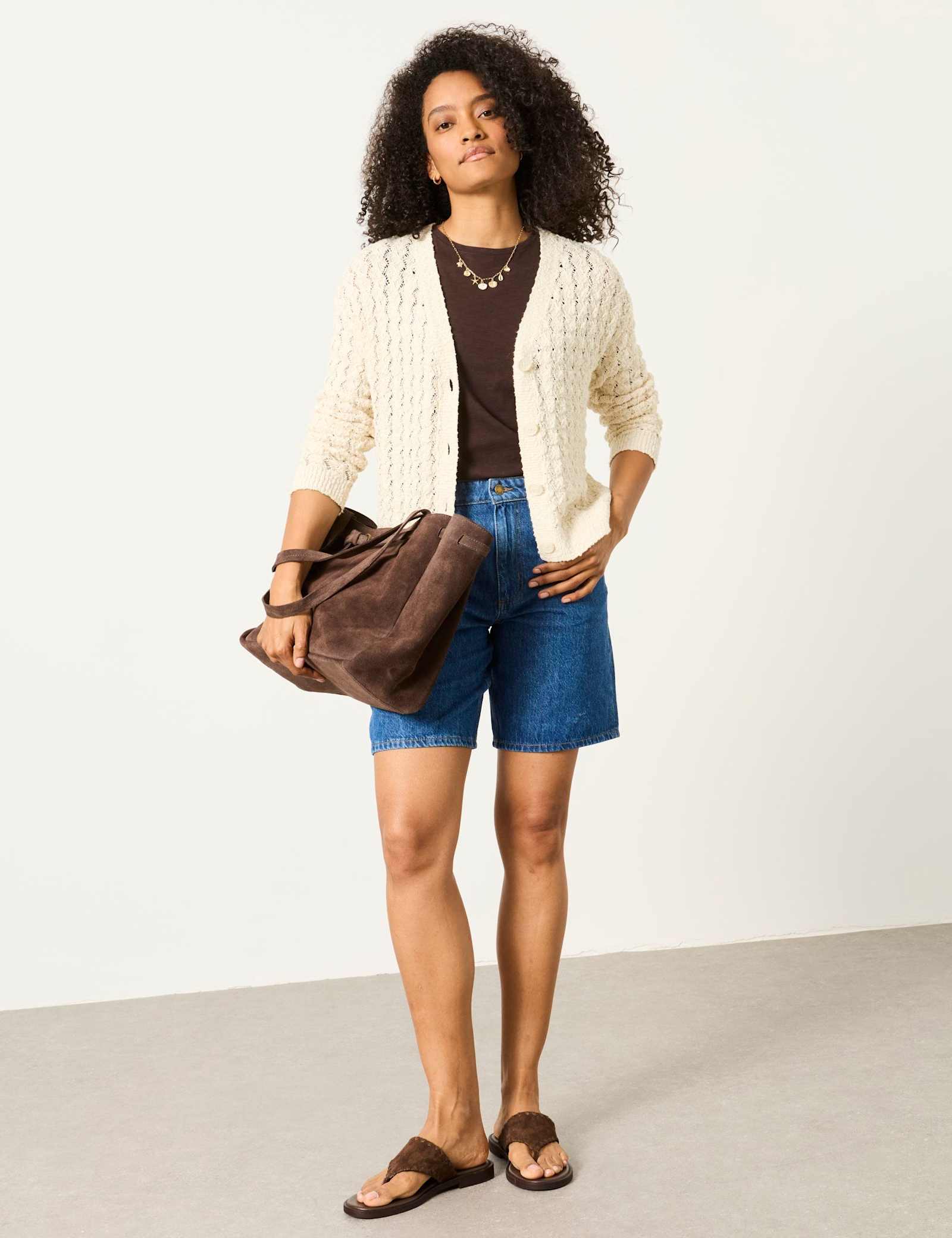 Pure Cotton Pointelle V-Neck Cardigan - image 3