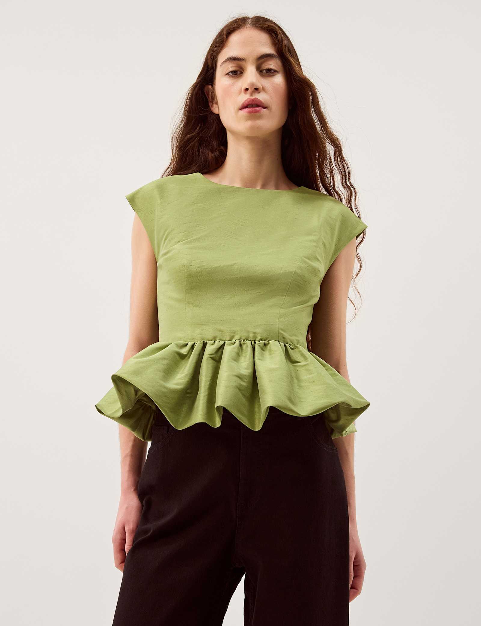 Slash Neck Peplum Top - image 2