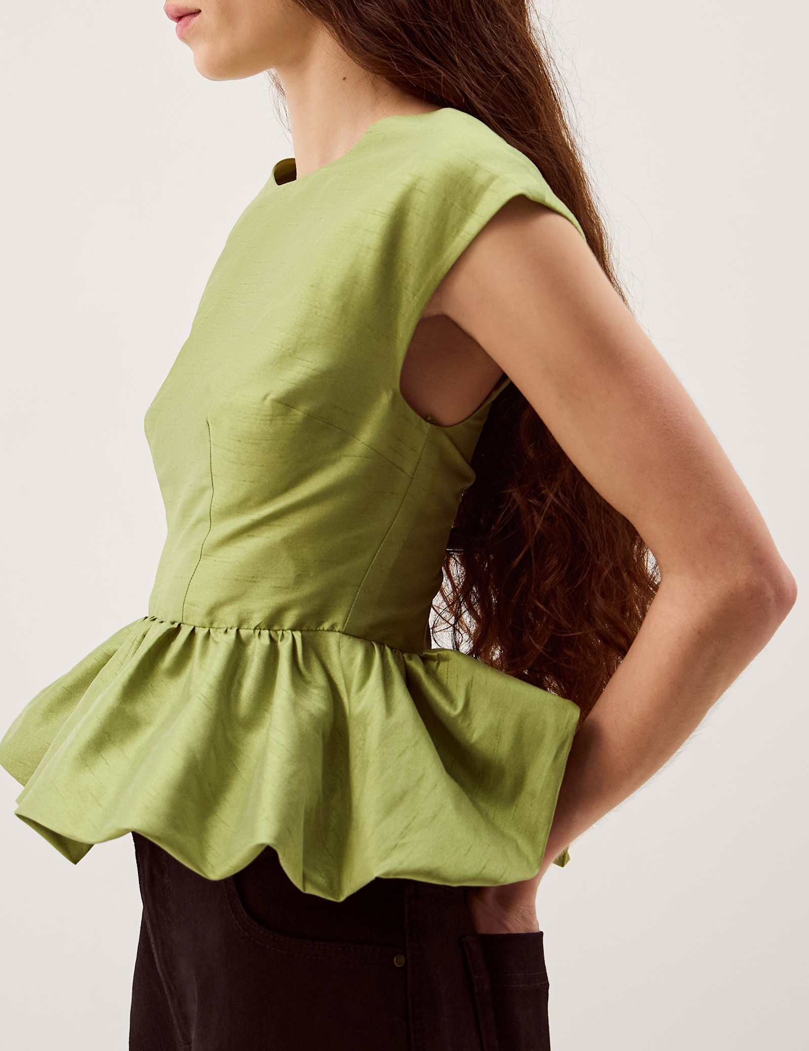 Slash Neck Peplum Top - image 3