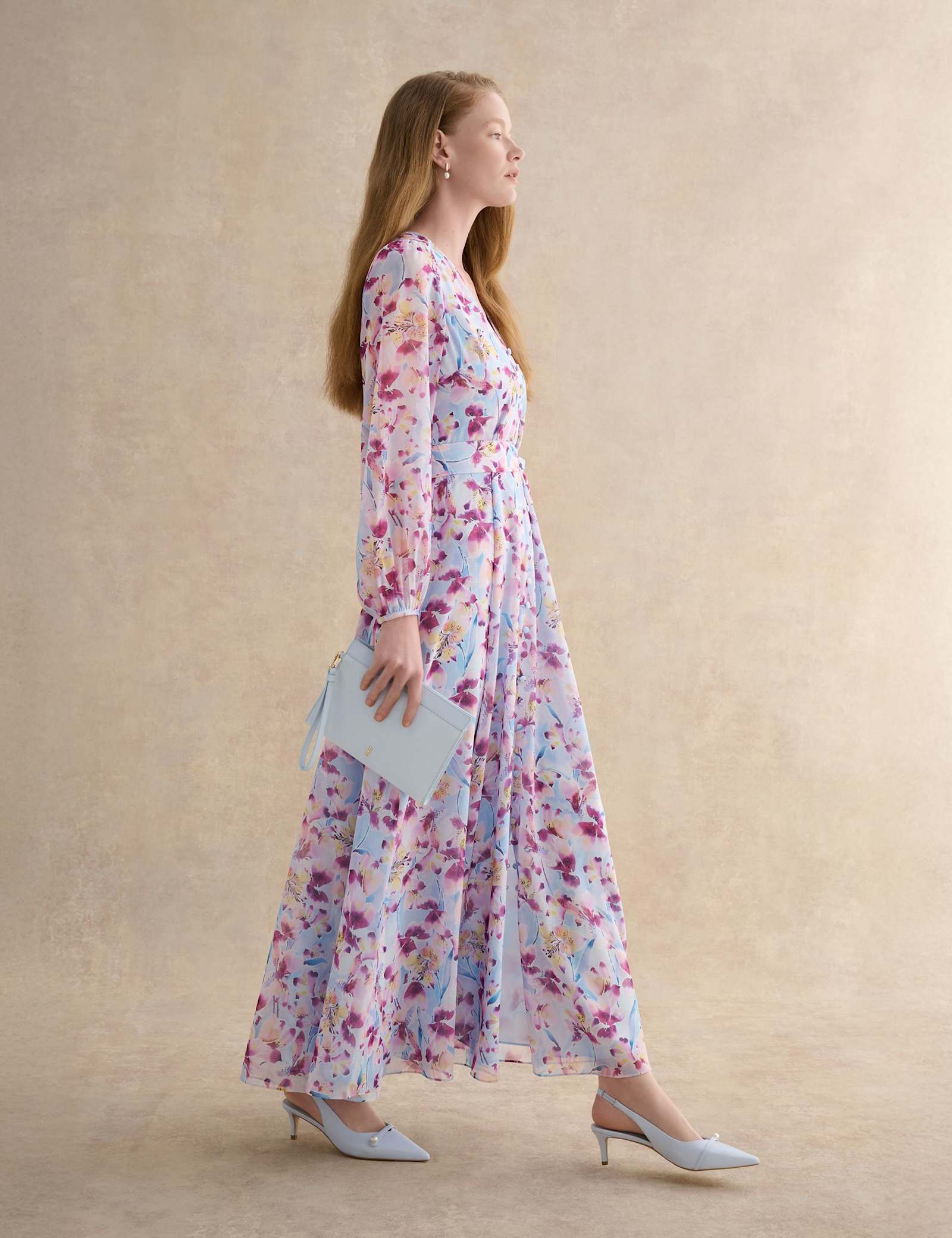 Floral V-Neck Maxi Skater Dress - image 5