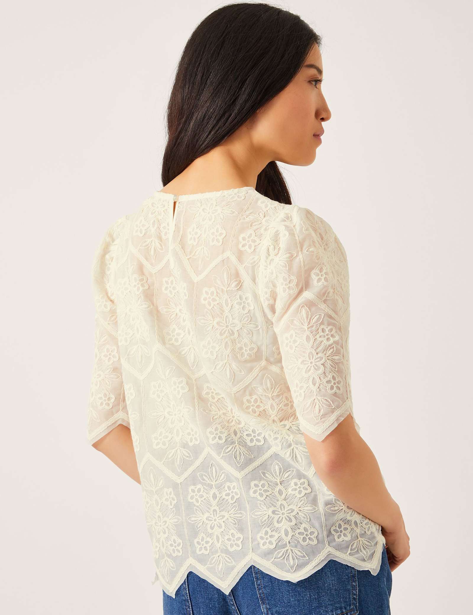 Embroidered Crew Neck Top - image 4