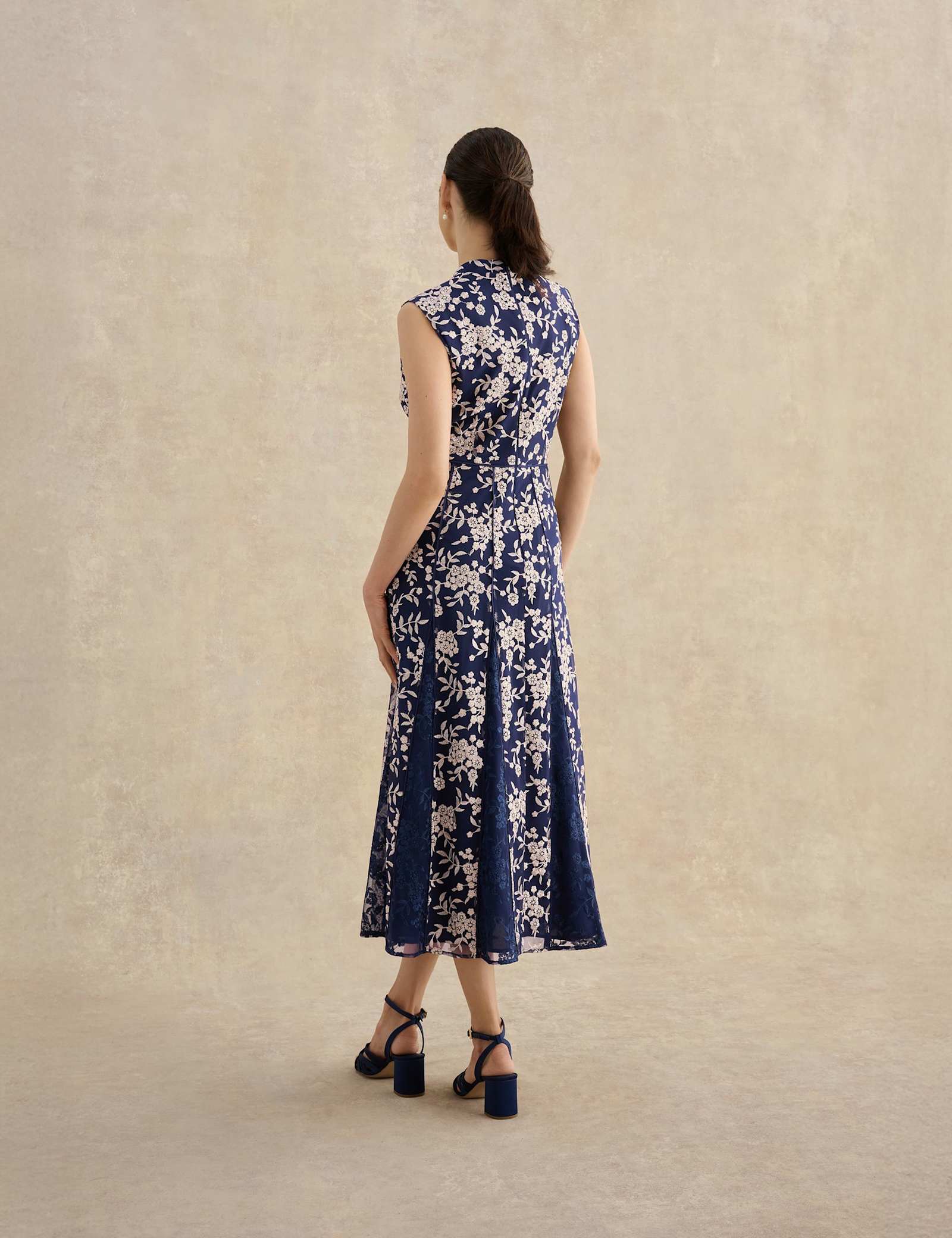 Floral Embroidered V Neck Midi Skater Dress - image 4