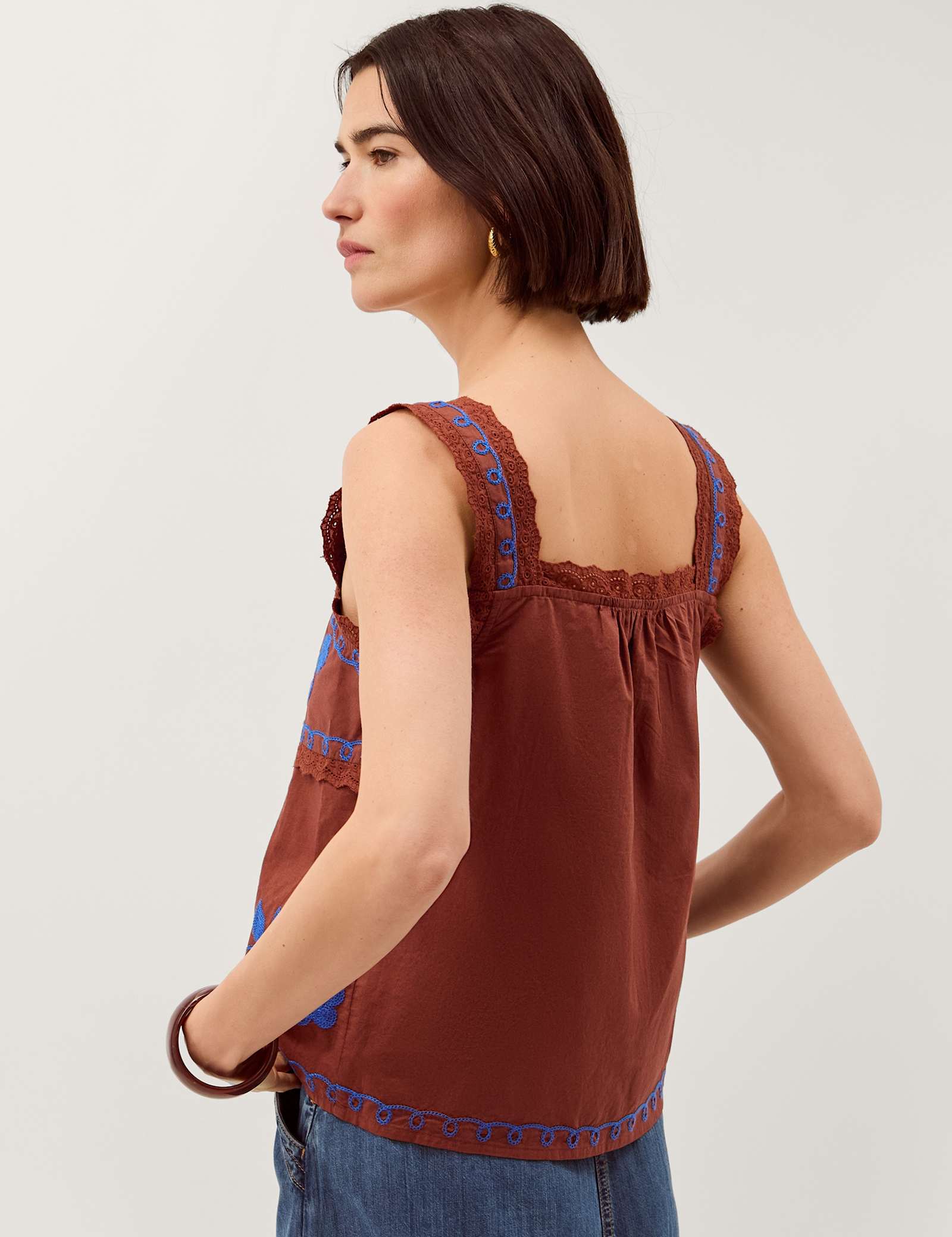 Pure Cotton Embroidered Broderie Lace Blouse - image 2