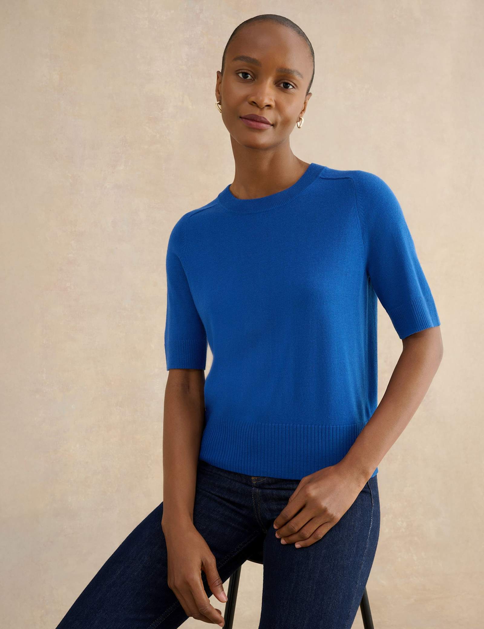 Knitted Crew Neck Top with Merino Wool - image 2