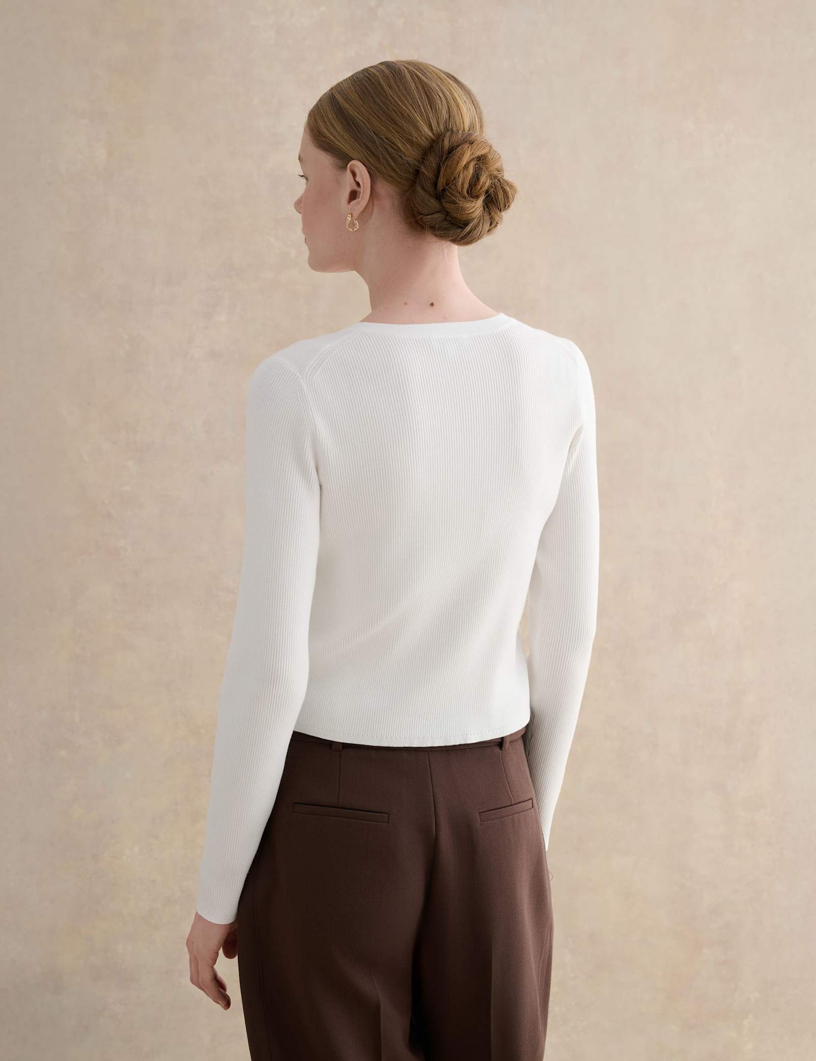 Ribbed Crew Neck Cropped Cardigan - image 5