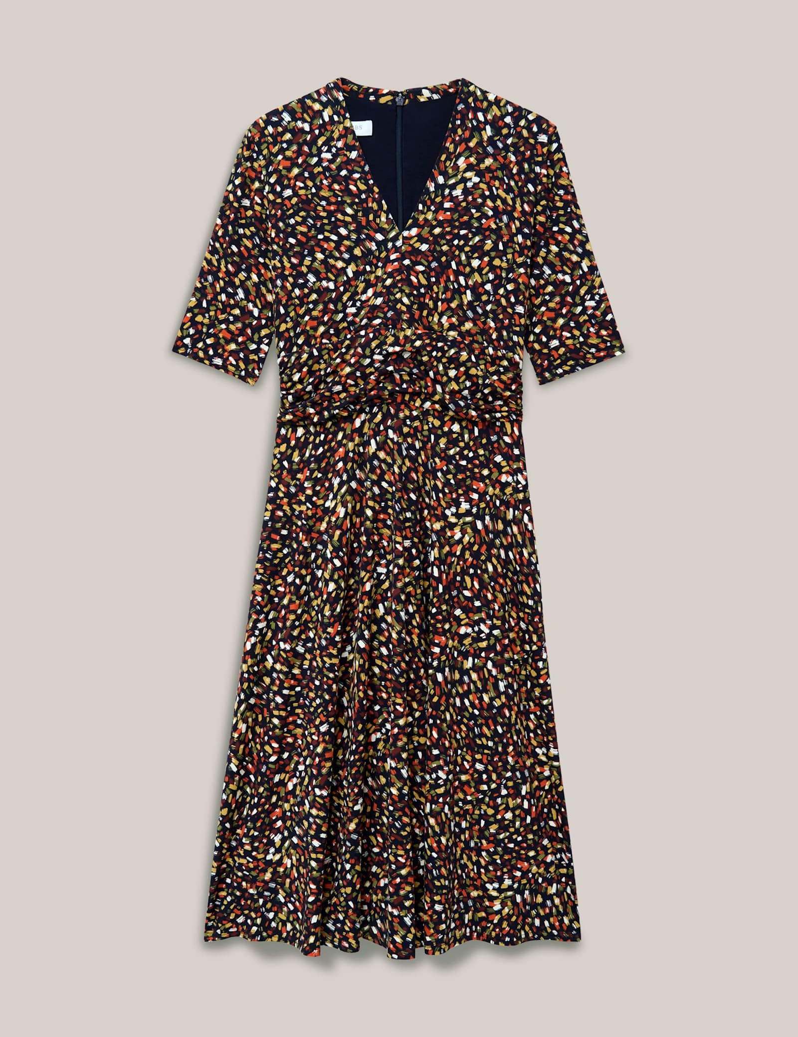 Jersey Printed V-Neck Midi Skater Dress - image 1