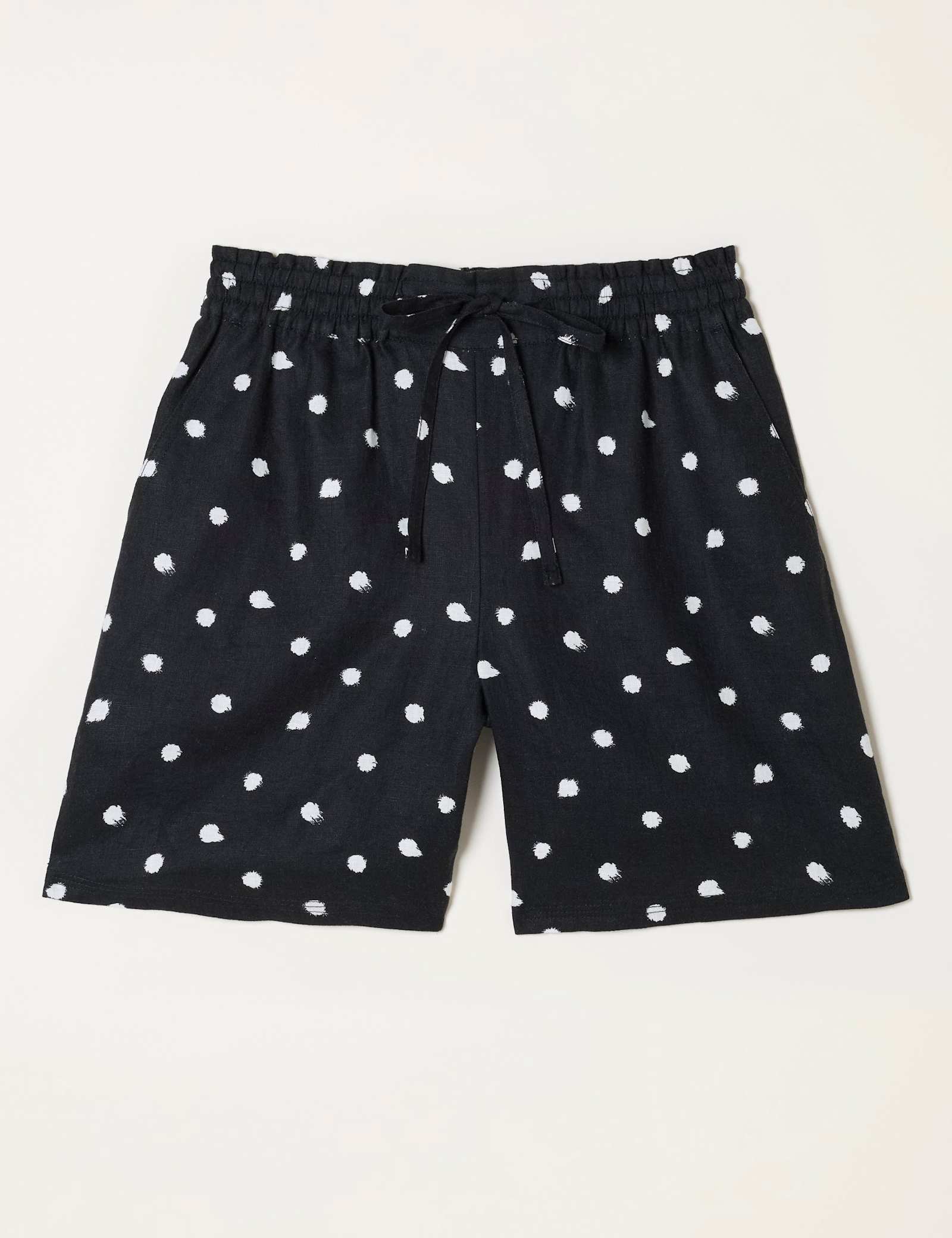 Pure Linen Polka Dot High Waisted Shorts - image 1