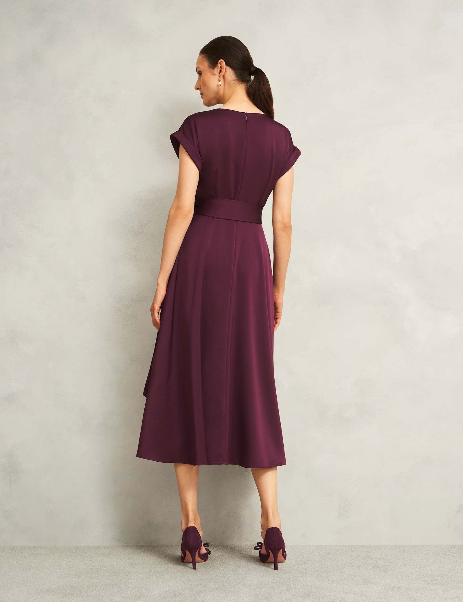 Satin Tie Waist Knee Length Skater Dress - image 4
