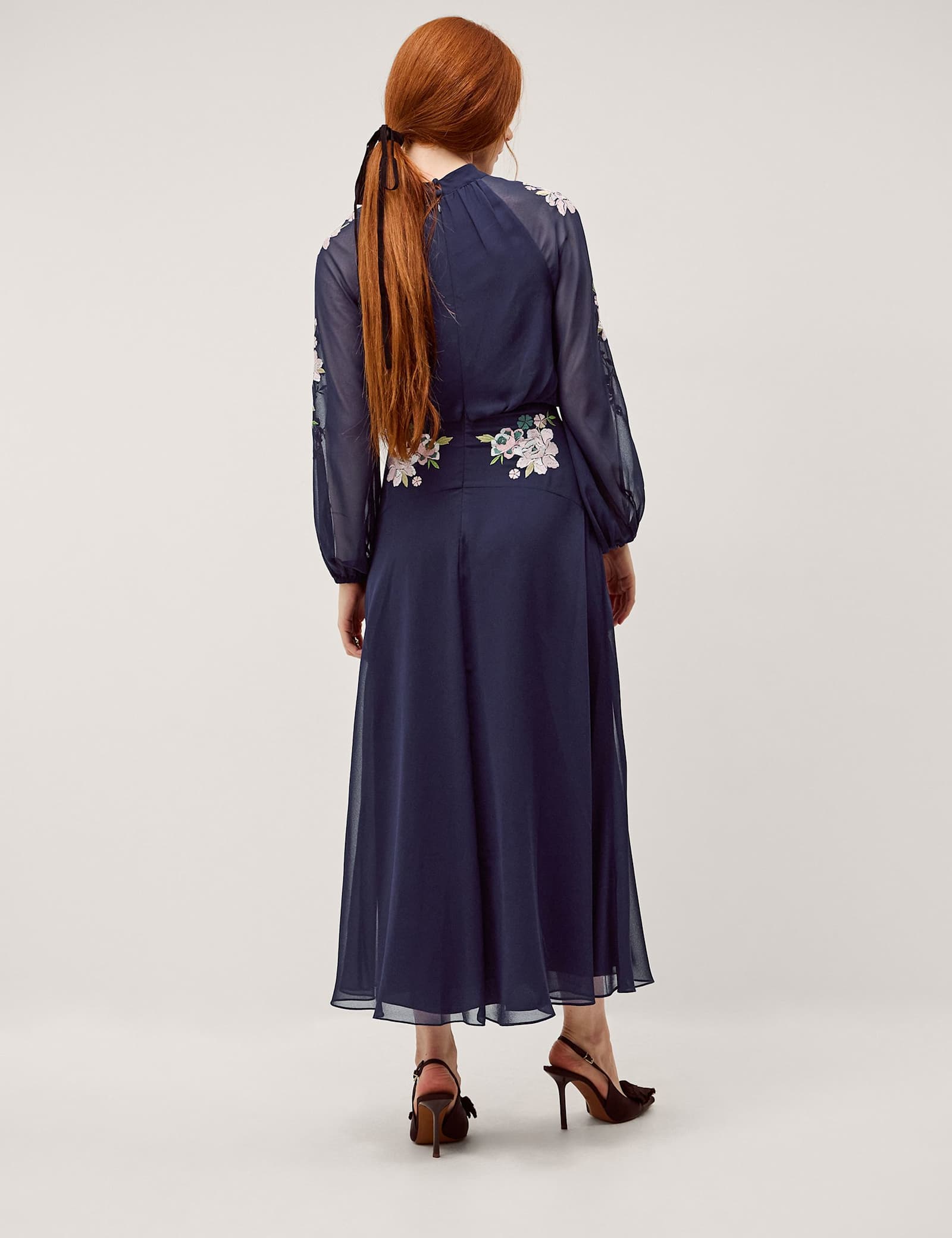 Embroidered High Neck Midi Tea Dress - image 4
