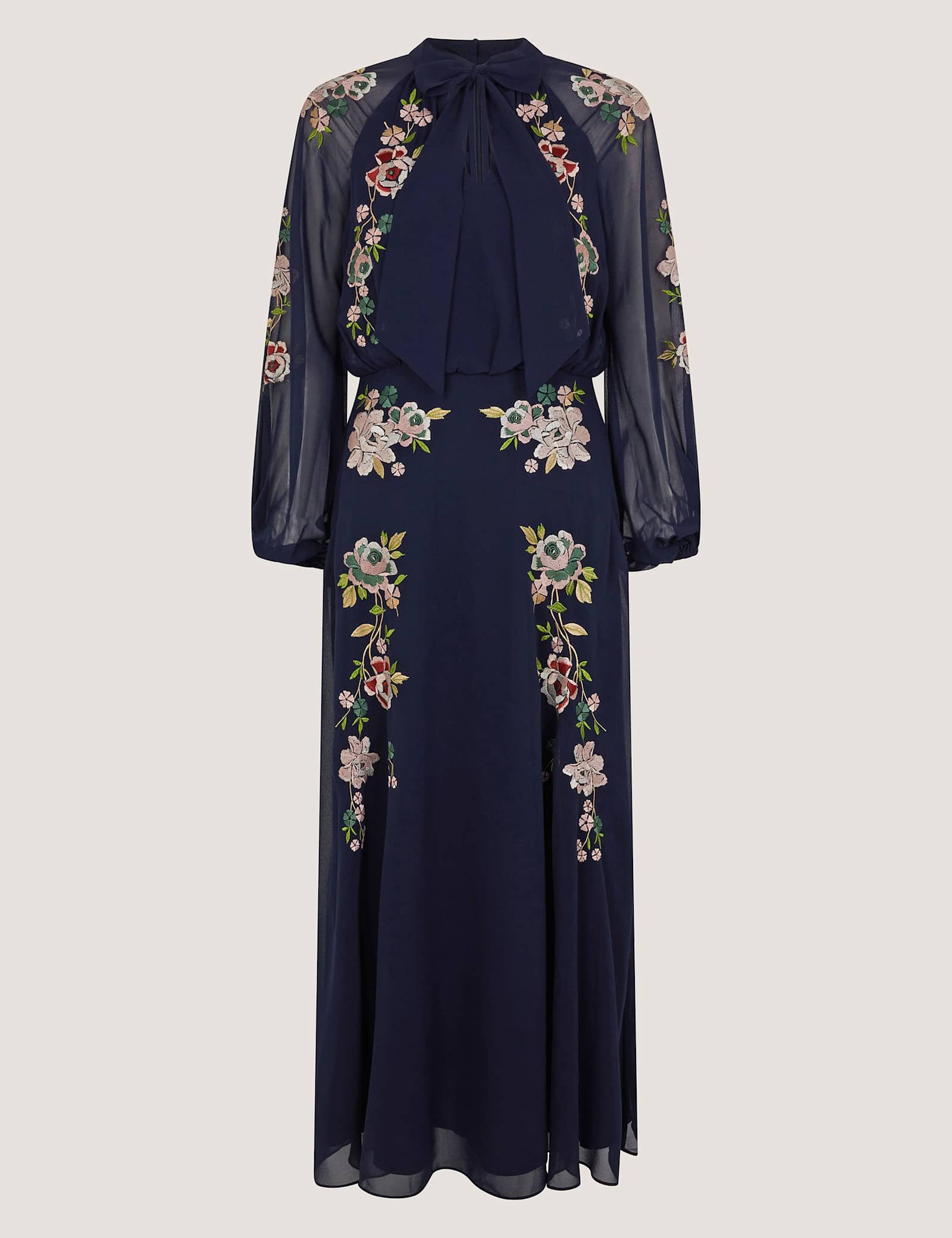 Embroidered High Neck Midi Tea Dress - image 1