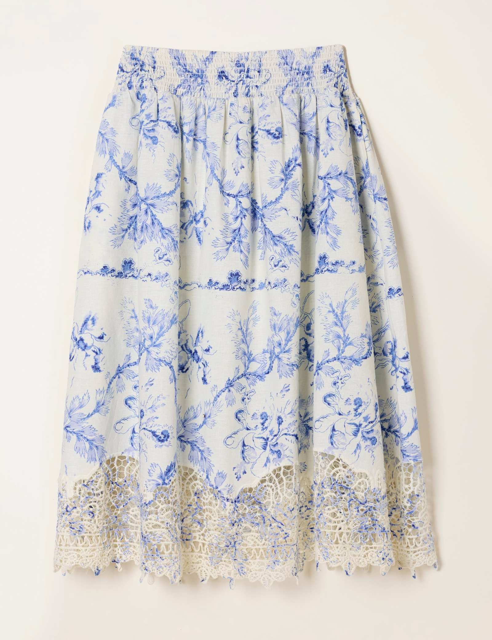 Cotton Rich Floral Midi A-Line Skirt - image 1