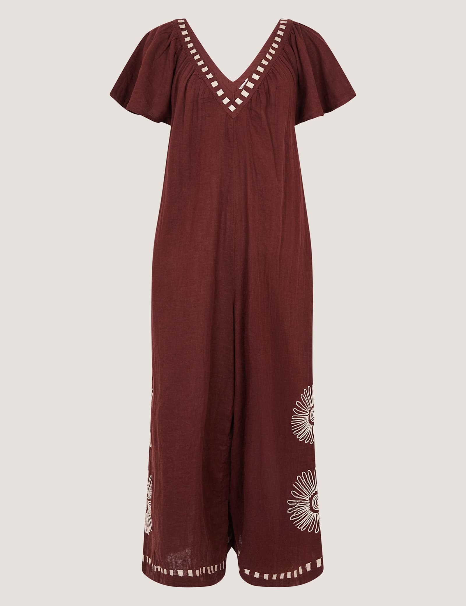 Pure Cotton Embroidered Short Sleeve Jumpsuit - image 1