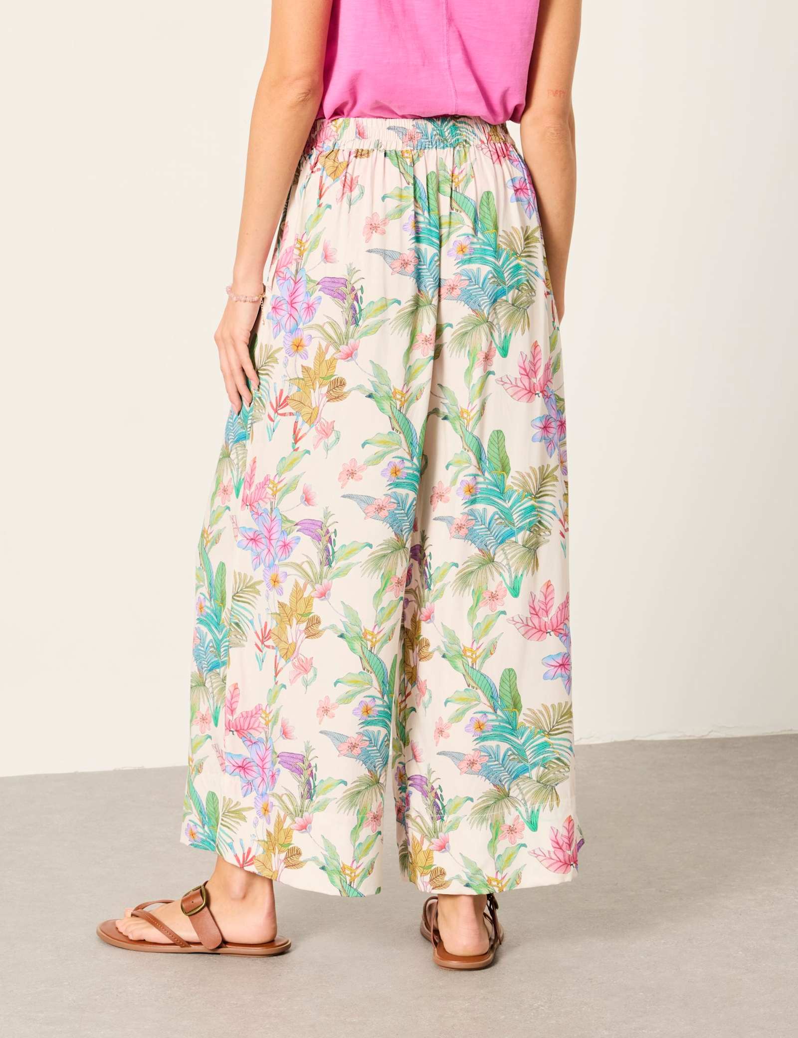 Floral Elasticated Waist Wide Leg Trousers - image 5