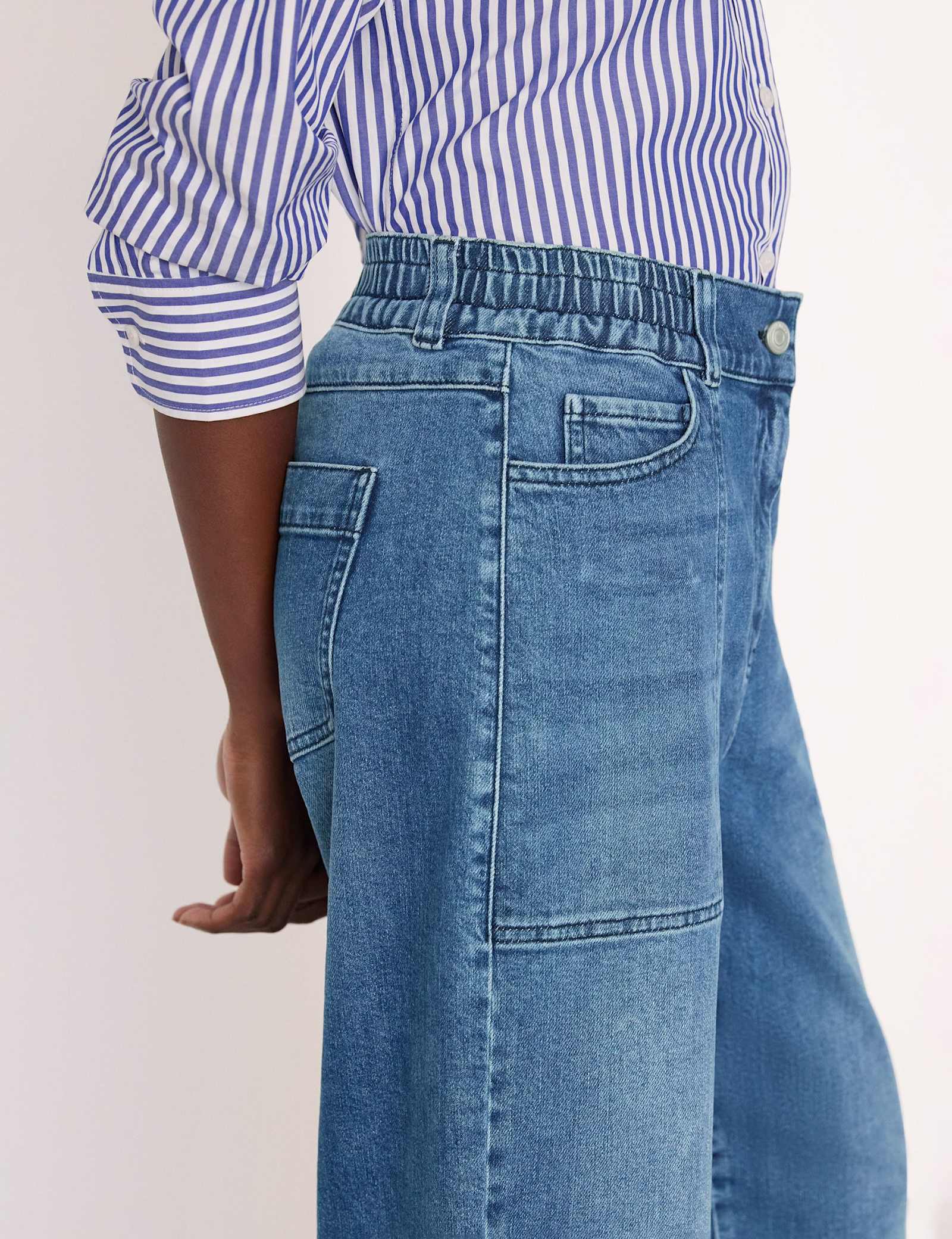 Petite Elasticated High Waisted Barrel Jeans - image 3