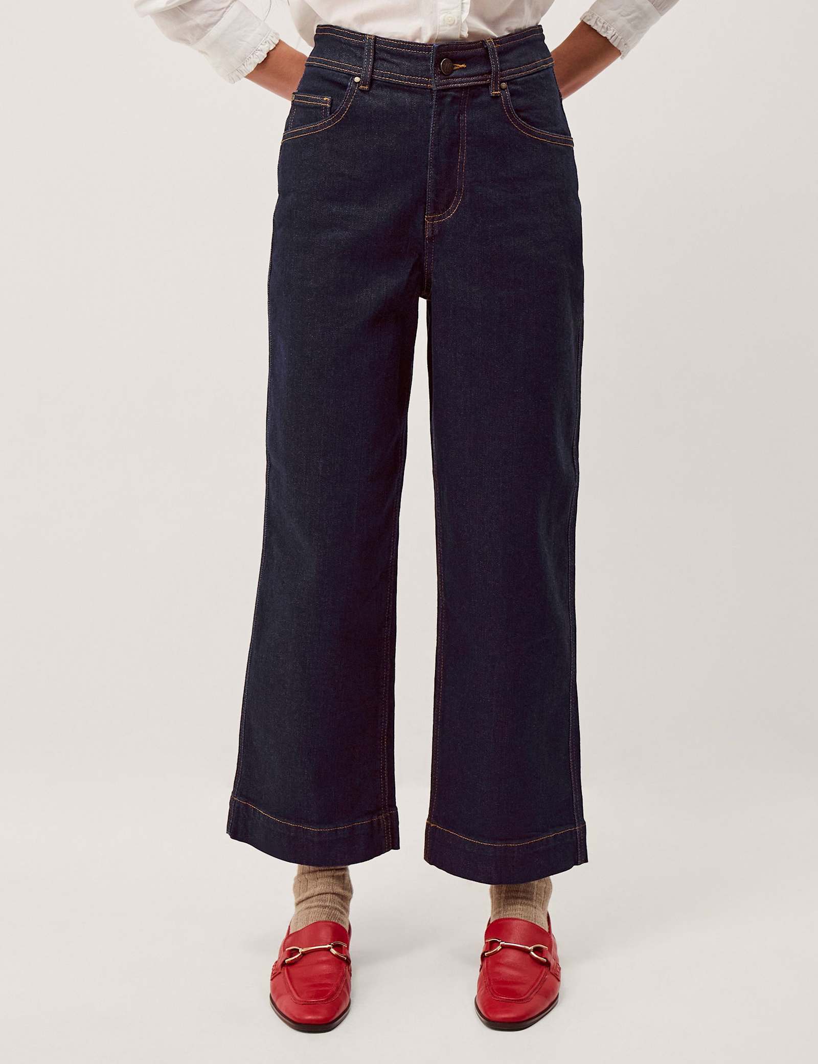 High Waisted Wide Leg Cropped Jeans - image 3