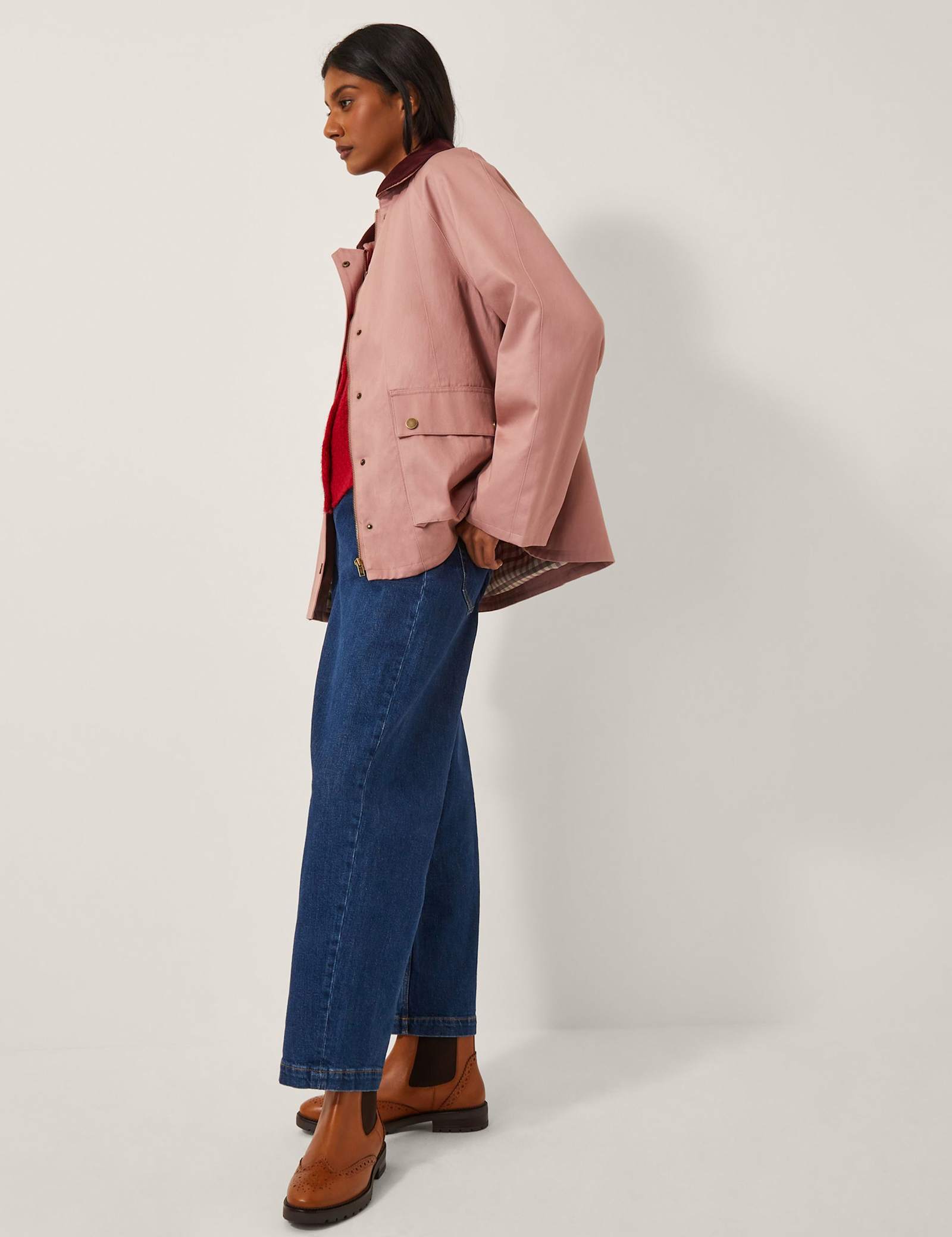 Cotton Blend Cord Collared Utility Jacket - image 2