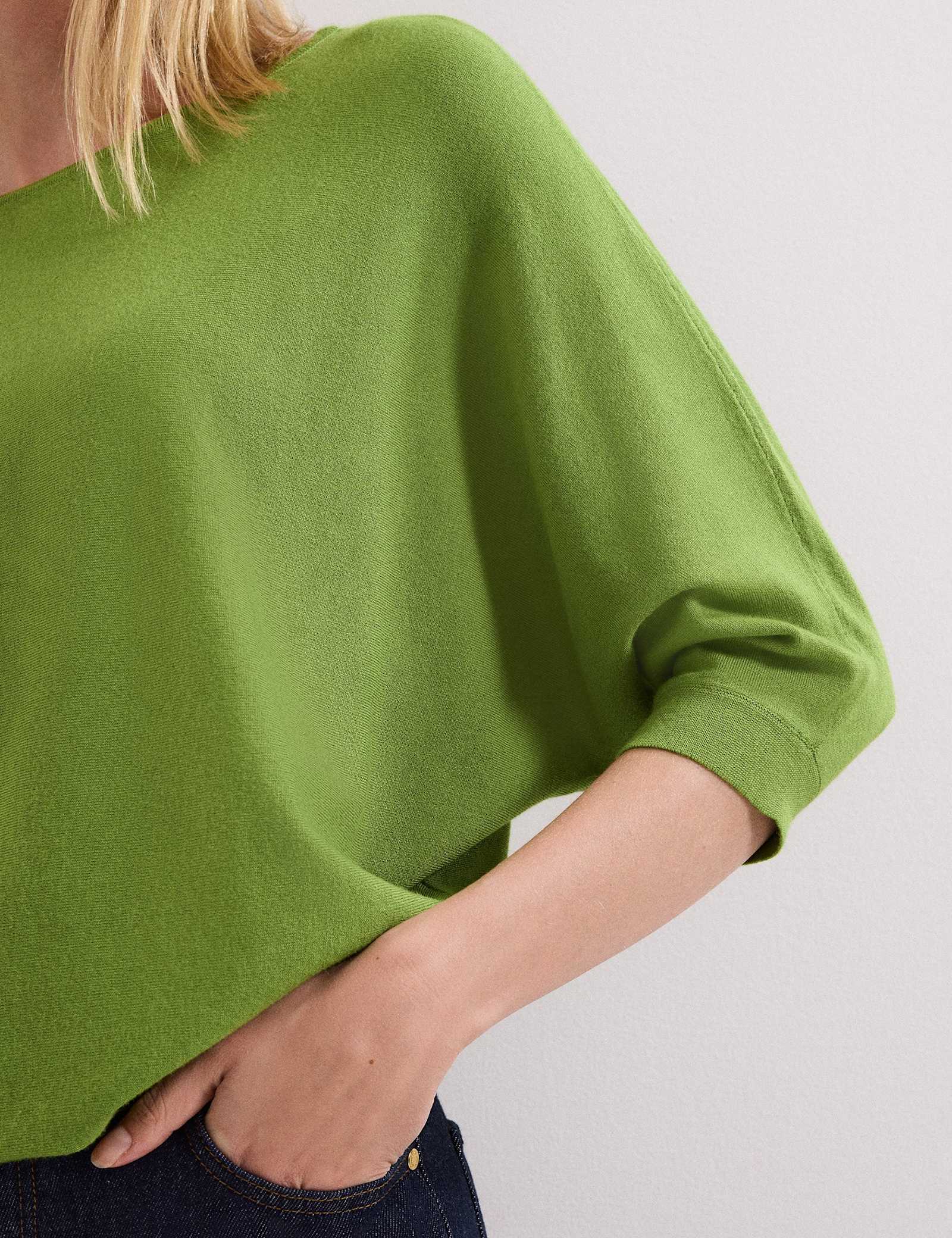 Slash Neck Batwing Sleeve Knitted Top - image 5