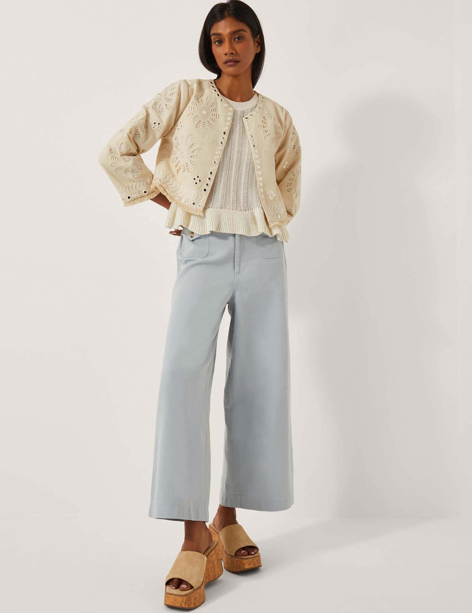 Pure Cotton Embellished Cutwork Short Jacket - image 3
