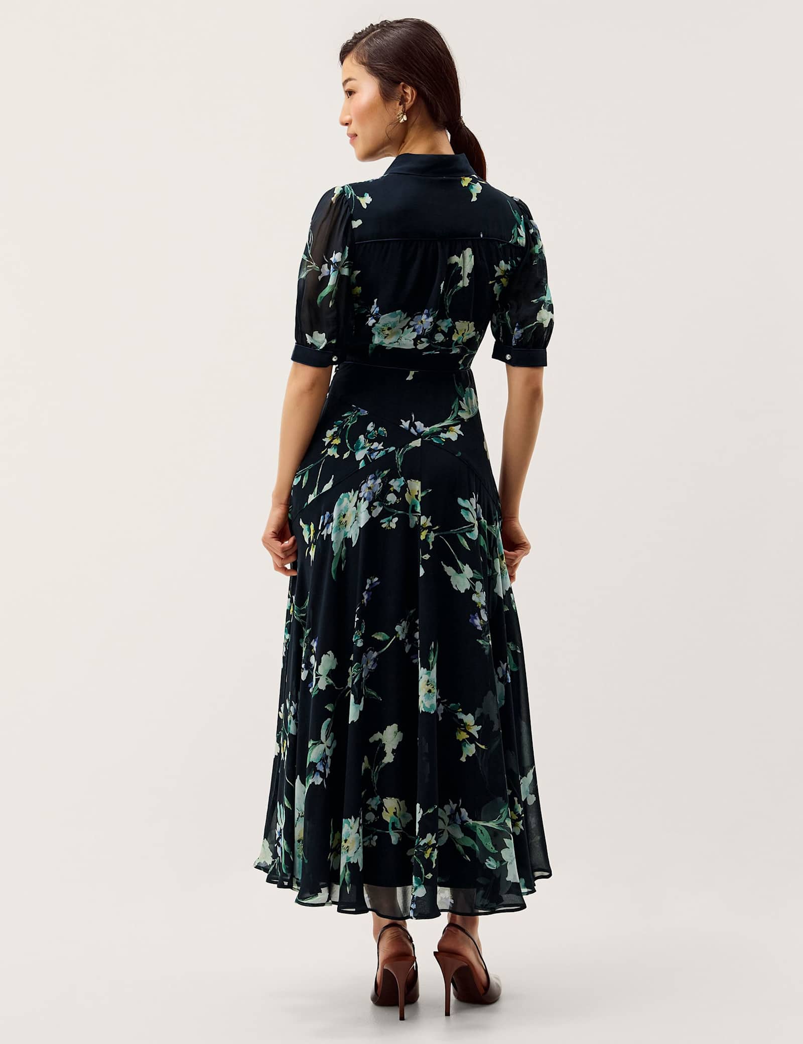 Floral Button Front Midi Tea Dress - image 3