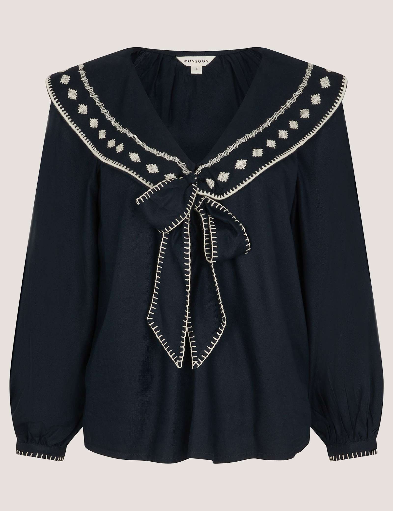 Embroidered Collared Top - image 1