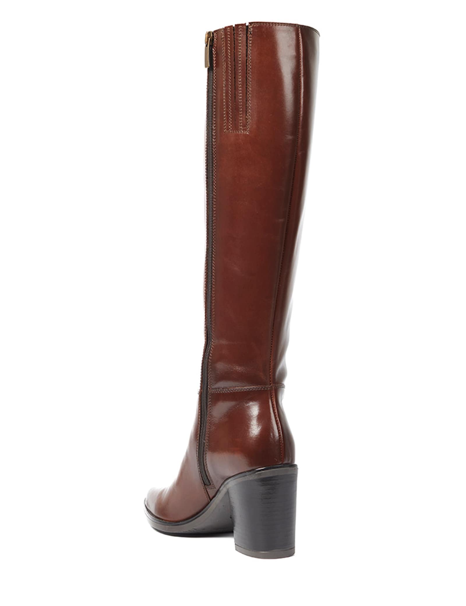 Leather Block Heel Pointed Knee High Boots - image 5