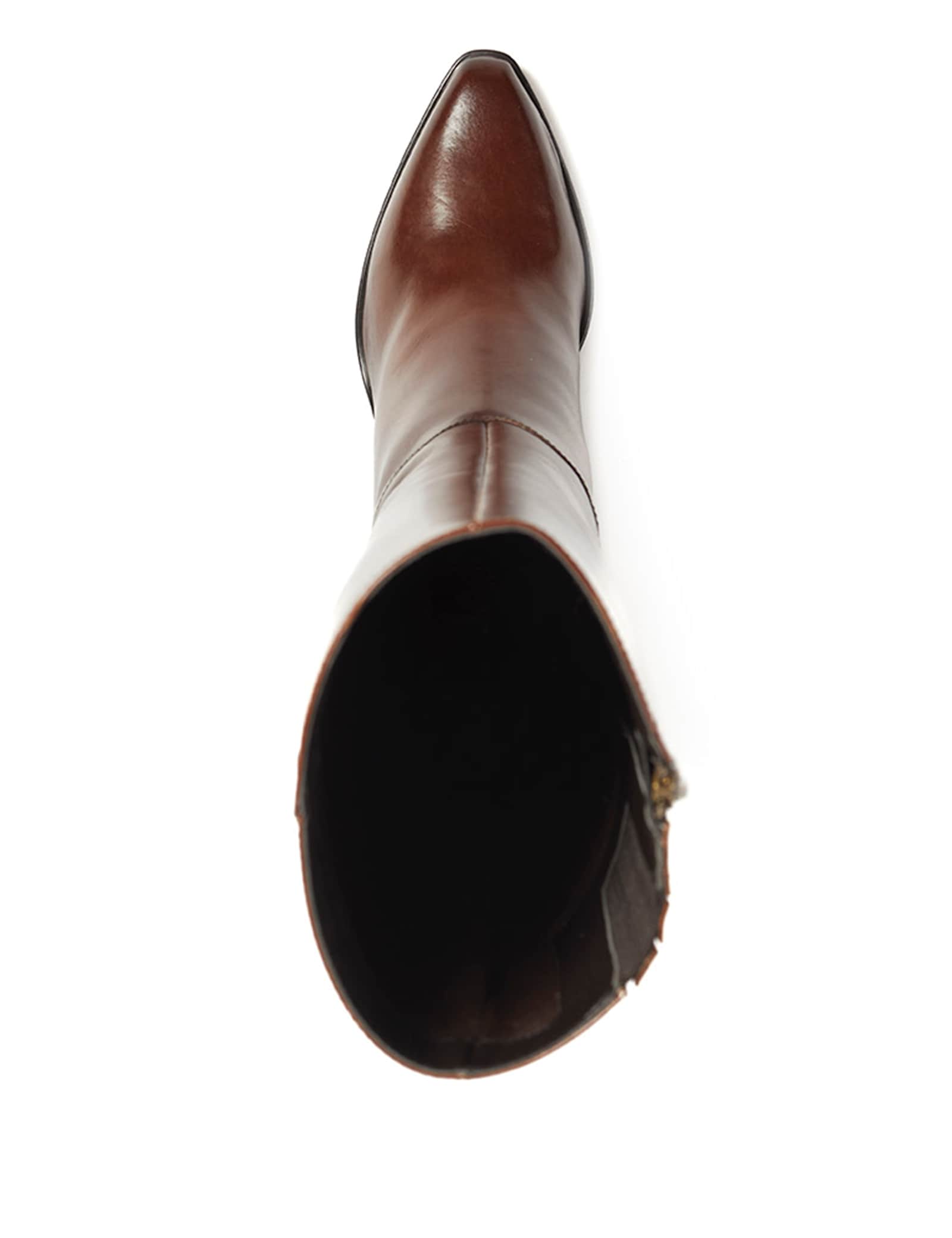 Leather Block Heel Pointed Knee High Boots - image 4